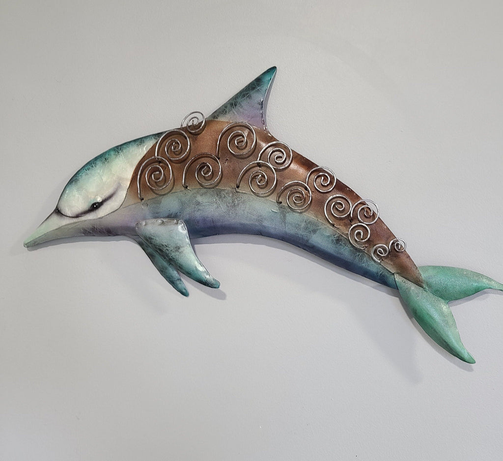 Dolphin Metal Wall Art Tropical Home Decor Unique Gift Housewarming Present Birthday Gift Ideas Patio Decor Beach Decor Beach Theme Sea Life