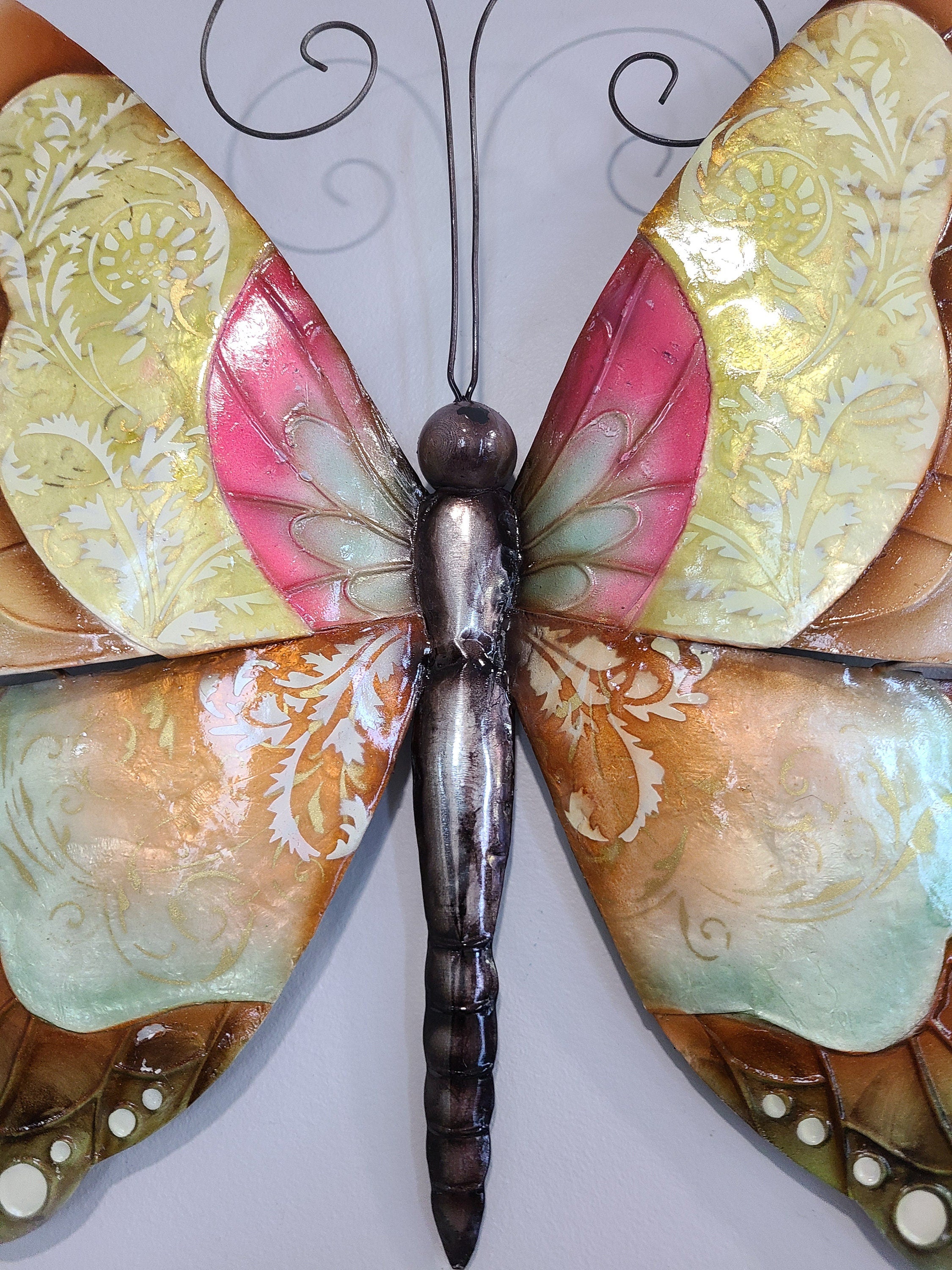 Butterfly Tropical Metal Wall Art Made Unique With Capiz Shells Whimsical Patio And Garden Wall Decor Butterflies Inspired By Nature