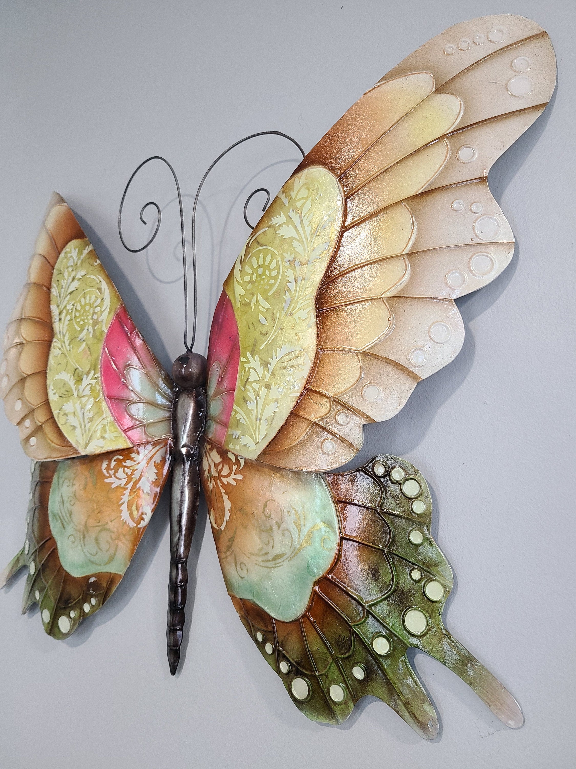 Butterfly Tropical Metal Wall Art Made Unique With Capiz Shells Whimsical Patio And Garden Wall Decor Butterflies Inspired By Nature