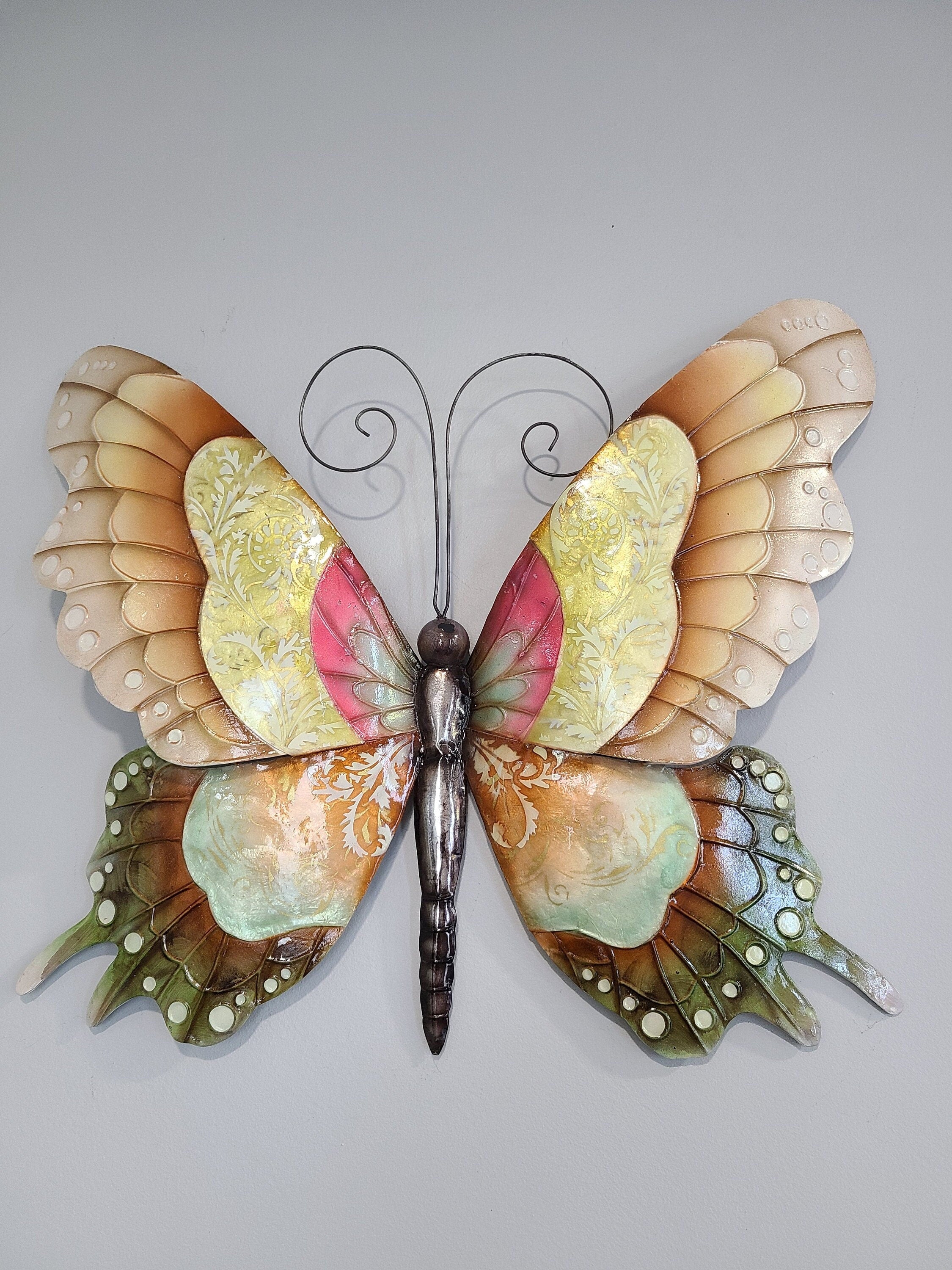 Butterfly Tropical Metal Wall Art Made Unique With Capiz Shells Whimsical Patio And Garden Wall Decor Butterflies Inspired By Nature