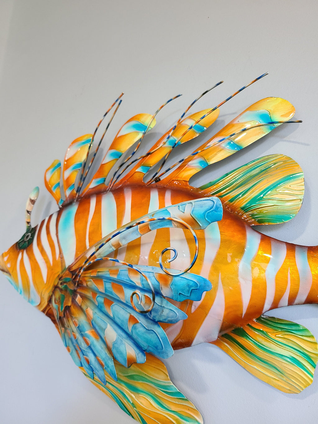 Lionfish Tropical Metal Fish Wall Art Made Unique With Capiz Shells Nautical Beach Coastal And Ocean Themed Home Decor Coastal Wall Decor
