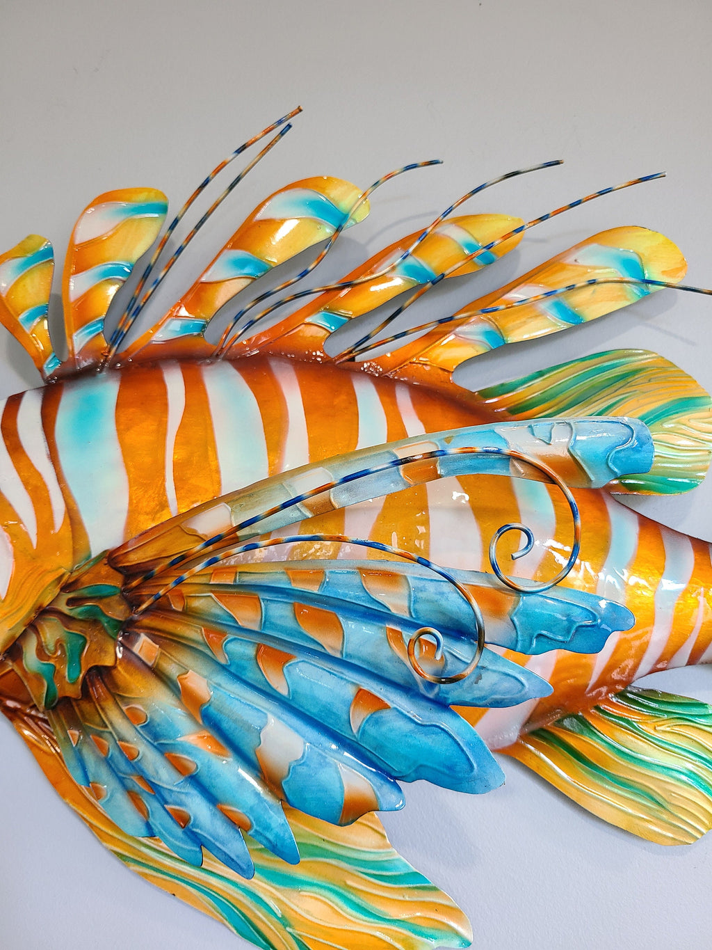 Lionfish Tropical Metal Fish Wall Art Made Unique With Capiz Shells Nautical Beach Coastal And Ocean Themed Home Decor Coastal Wall Decor