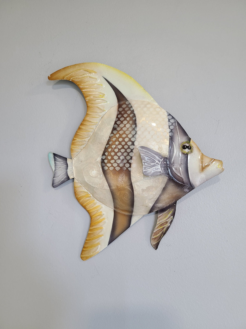 Angelfish Fish Metal Wall Art Made Unique With Capiz Shells Tropical Wall Decor Ocean Theme With A Nautical Coastal Touch Beach House Home Decor