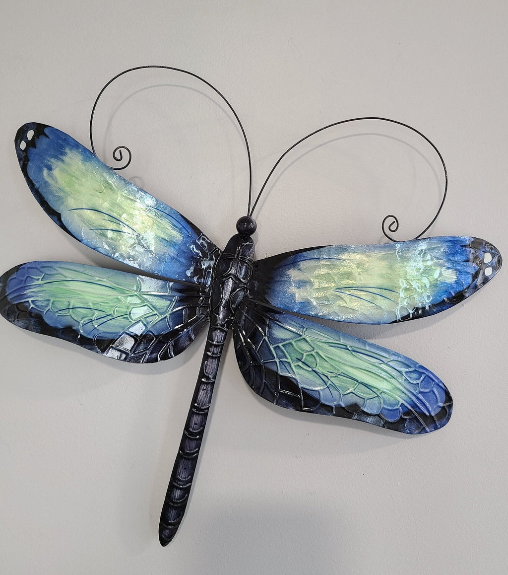 Dragonfly Metal Wall Art Made Unique With Capiz Shells Tropical Home Wall Decor Dragonflies For Garden And Patio Nature Inspired Decor