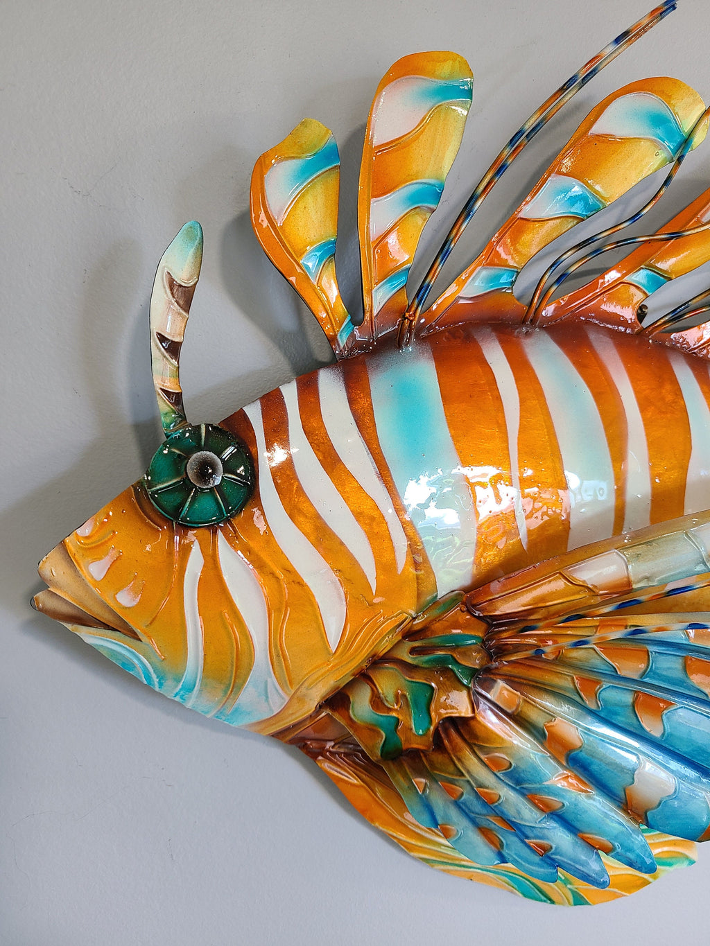 Lionfish Tropical Metal Fish Wall Art Made Unique With Capiz Shells Nautical Beach Coastal And Ocean Themed Home Decor Coastal Wall Decor