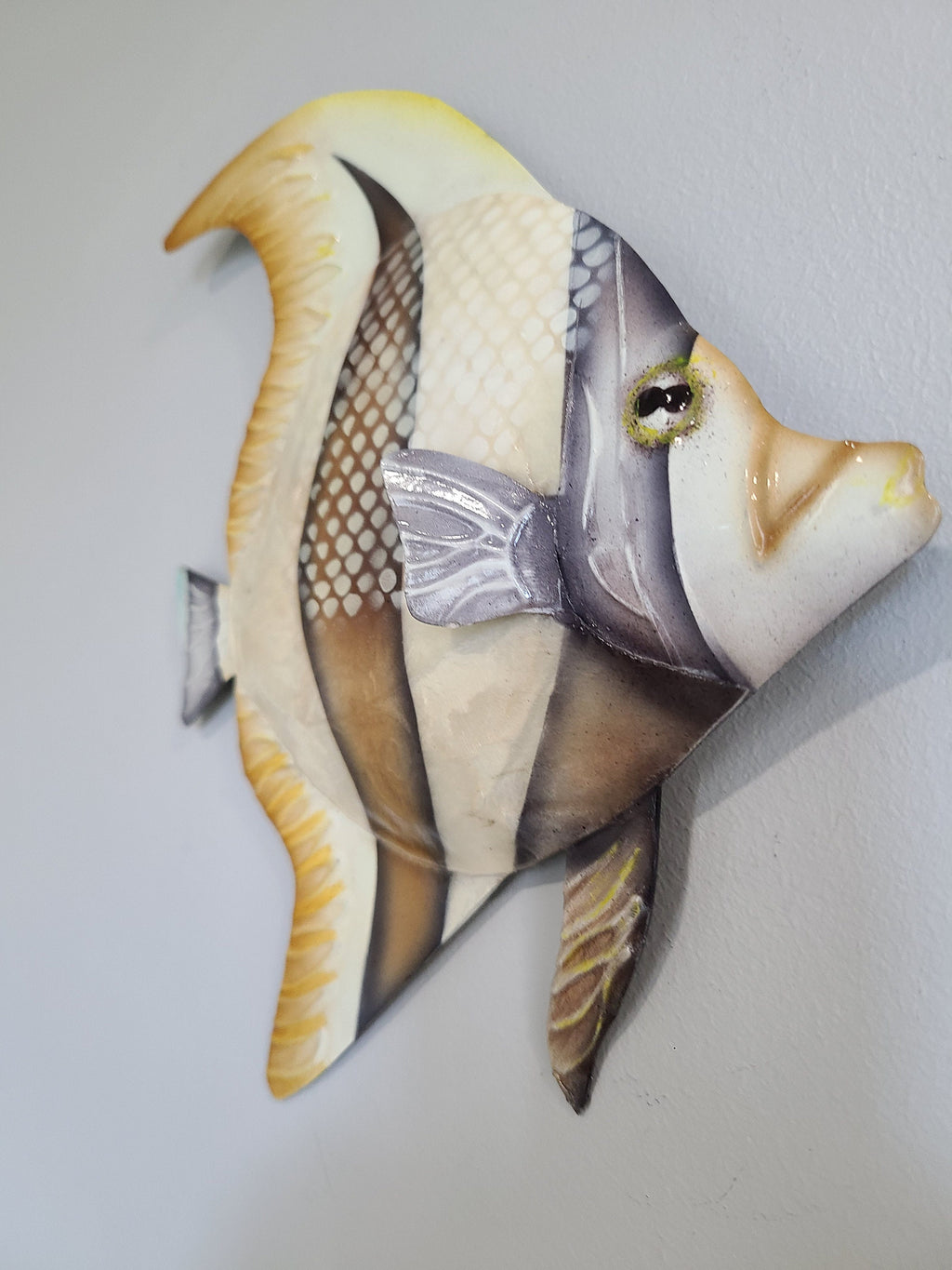 Angelfish Fish Metal Wall Art Made Unique With Capiz Shells Tropical Wall Decor Ocean Theme With A Nautical Coastal Touch Beach House Home Decor
