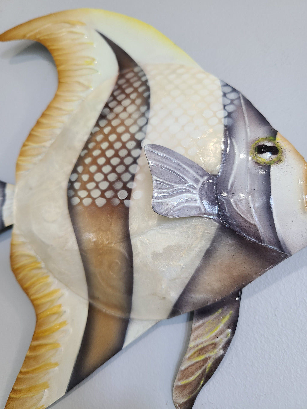 Angelfish Fish Metal Wall Art Made Unique With Capiz Shells Tropical Wall Decor Ocean Theme With A Nautical Coastal Touch Beach House Home Decor