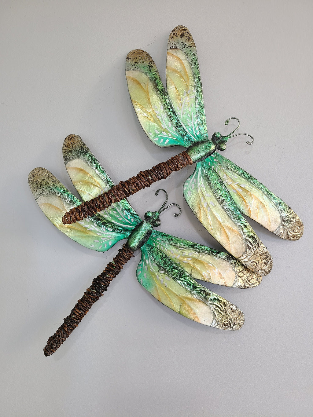 Dragonfly Metal Wall Art Made Unique With Capiz Shells Nature Inspired Tropical Bathroom Wall Decor Coastal Beach Charm Inspiring Gift Idea