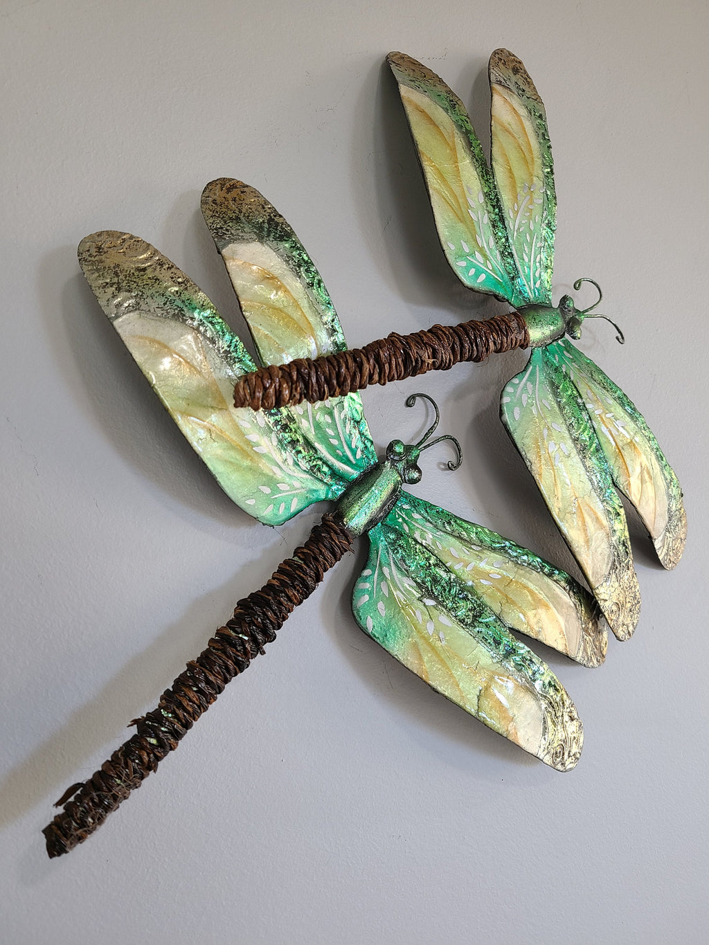 Dragonfly Metal Wall Art Made Unique With Capiz Shells Nature Inspired Tropical Bathroom Wall Decor Coastal Beach Charm Inspiring Gift Idea