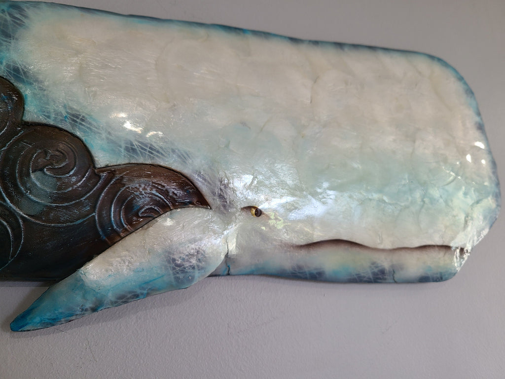 Whale Ocean Beach Coastal Themed Metal Wall Art Made Unique With Capiz Shells Tropical Home Decor Nautical Coastal Beach House Wall Art