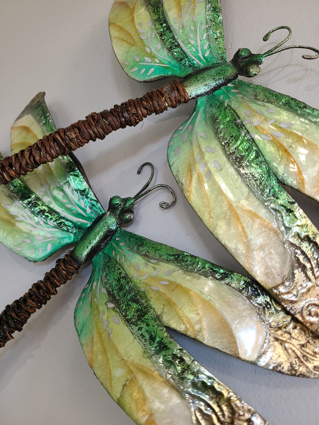 Dragonfly Metal Wall Art Made Unique With Capiz Shells Nature Inspired Tropical Bathroom Wall Decor Coastal Beach Charm Inspiring Gift Idea