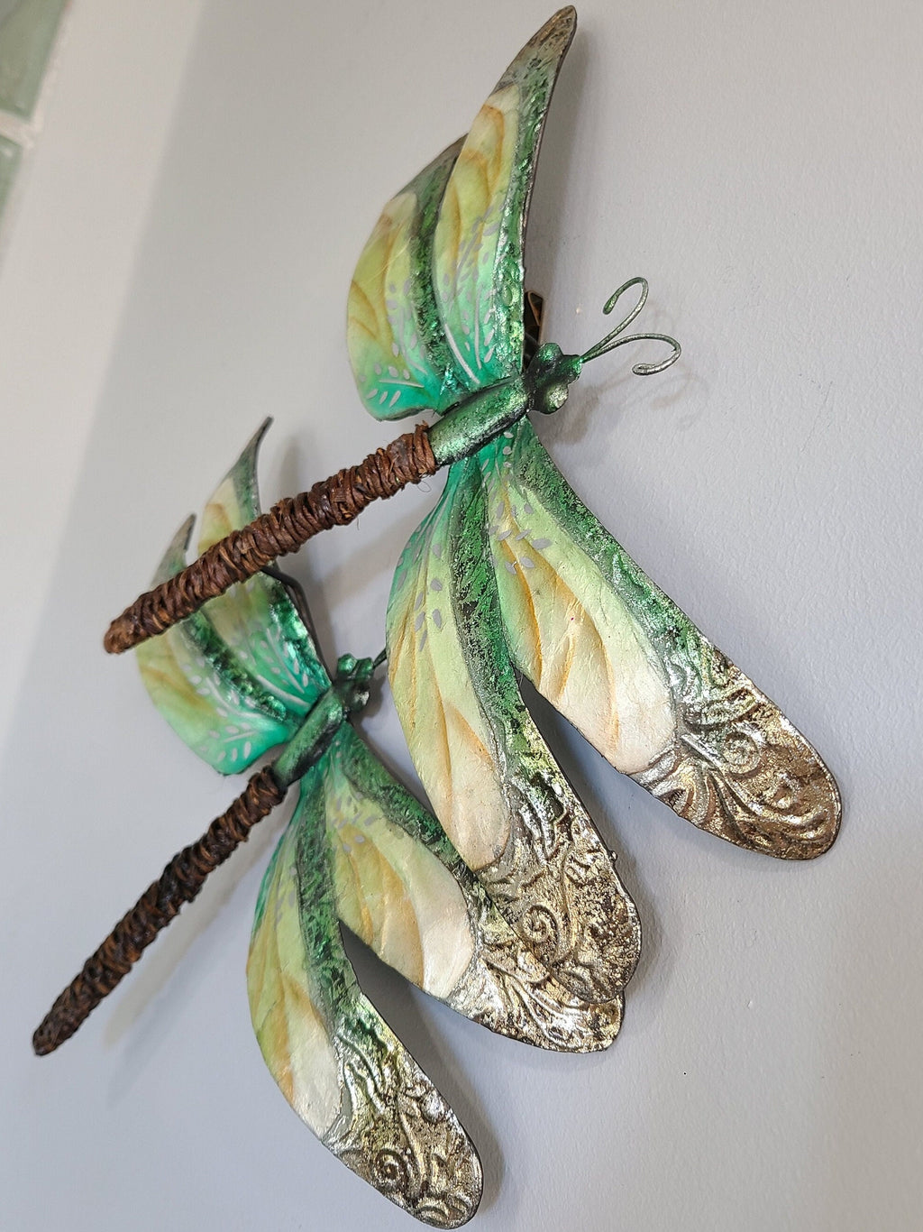 Dragonfly Metal Wall Art Made Unique With Capiz Shells Nature Inspired Tropical Bathroom Wall Decor Coastal Beach Charm Inspiring Gift Idea