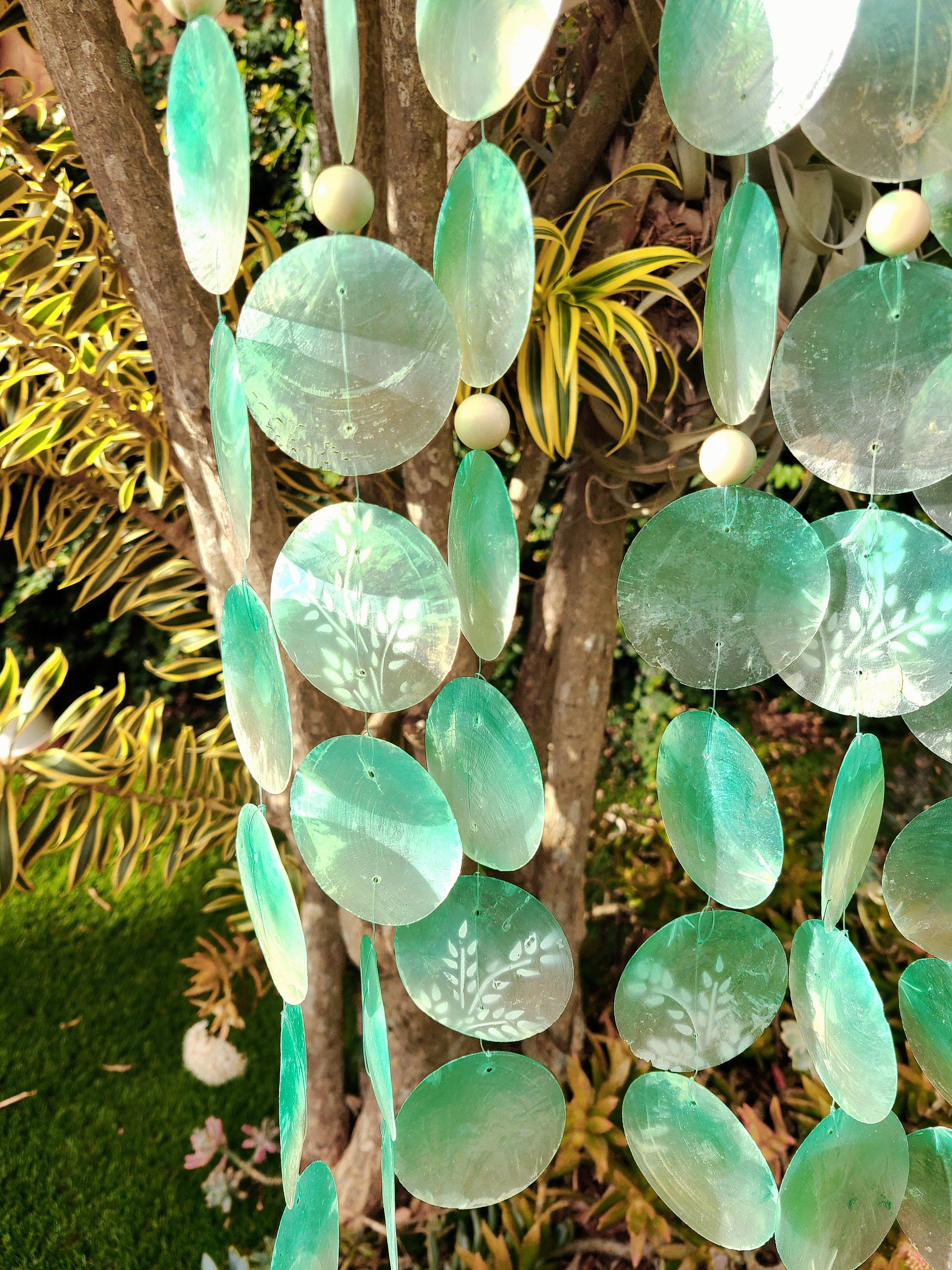 Dragonfly Tropical Wind Chime Made Unique With Capiz Shells Home And Garden Decor Outdoor Patio Decor Hanging Chime Unique Birthday Gift