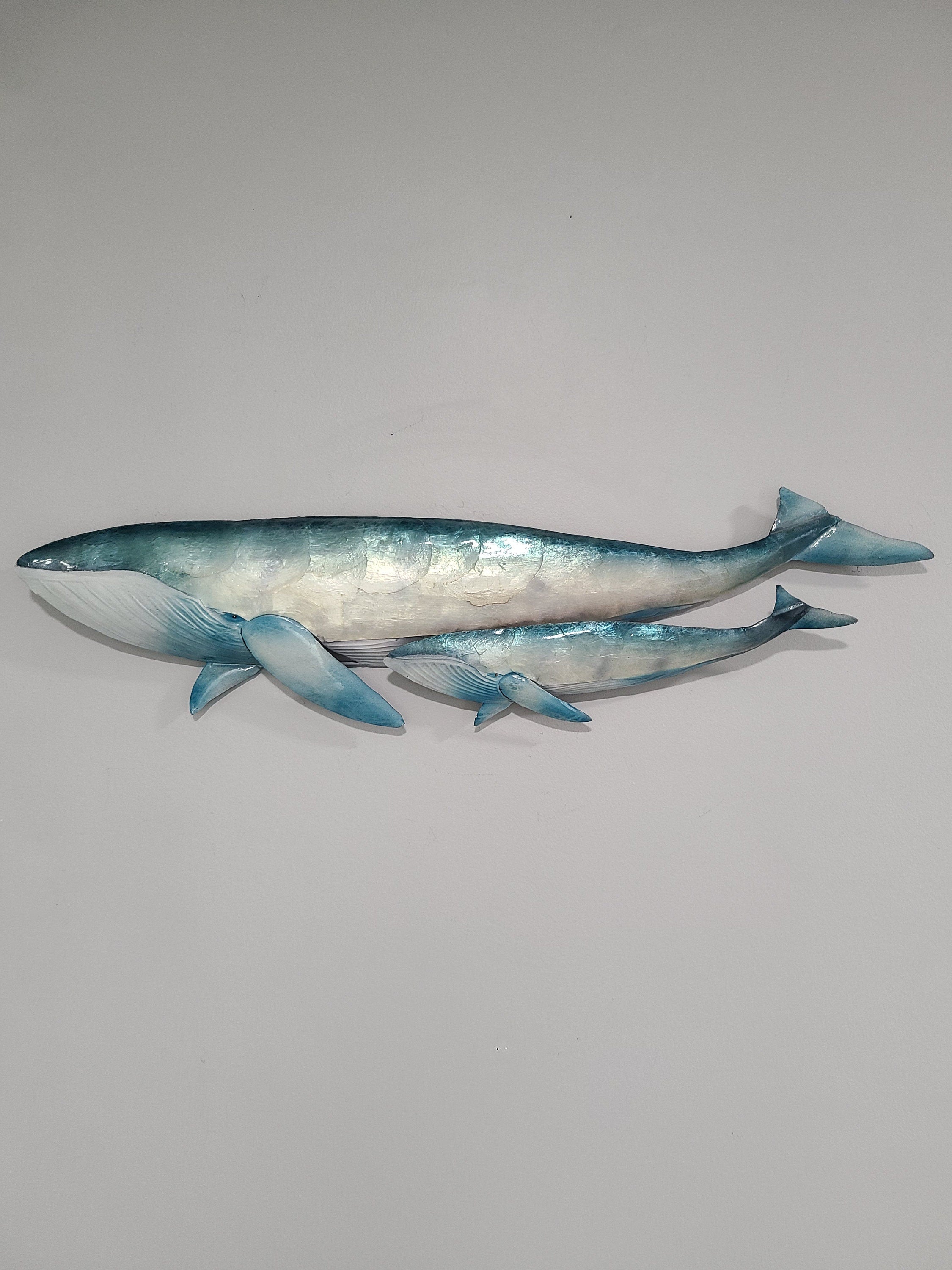 Whale Tropical Metal Wall Art Coastal Home Decor Made Unique With Capiz Shells Marine Life And Ocean Beach Themed Nautical House Wall Decor