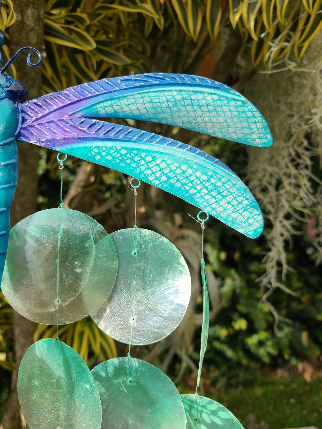 Dragonfly Tropical Wind Chime Made Unique With Capiz Shells Home And Garden Decor Outdoor Patio Decor Hanging Chime Unique Birthday Gift
