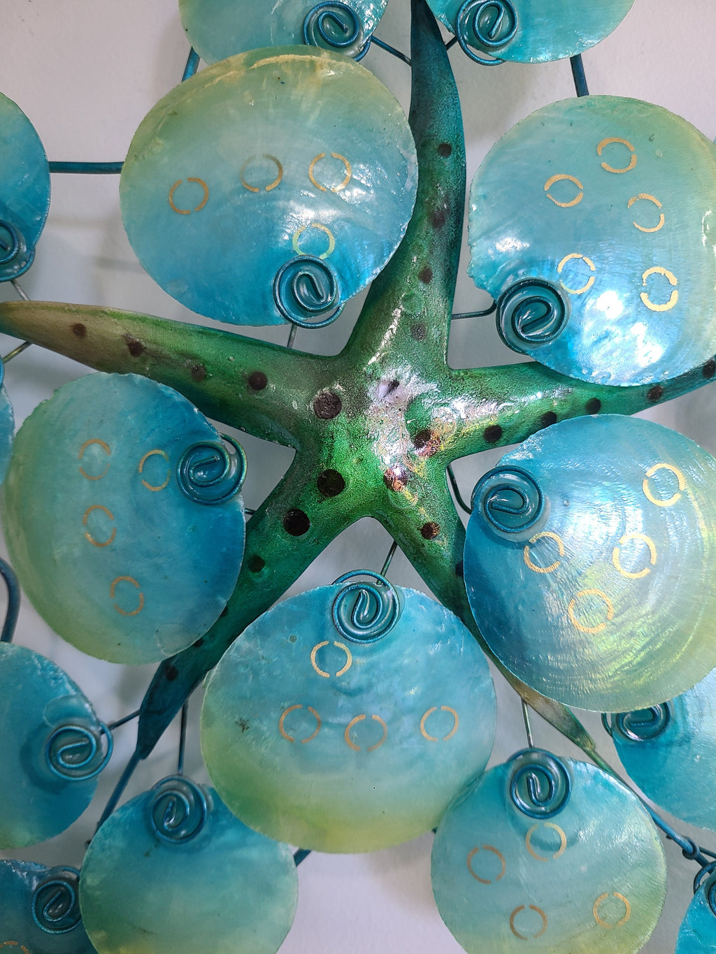 Starfish Metal Wall Art Made Unique With Capiz Shells Coastal Beach And Ocean Theme Sea Star Wall Tropical Under Water Beach House Decor