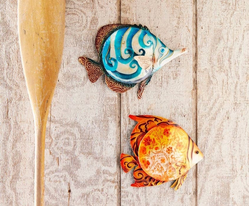 Fish Metal Wall Art Home Decor Unique Gift Tropical Decor Ocean Theme Living Room Wall Decor Patio Decor Wall Art Coastal Charm Beach Decor
