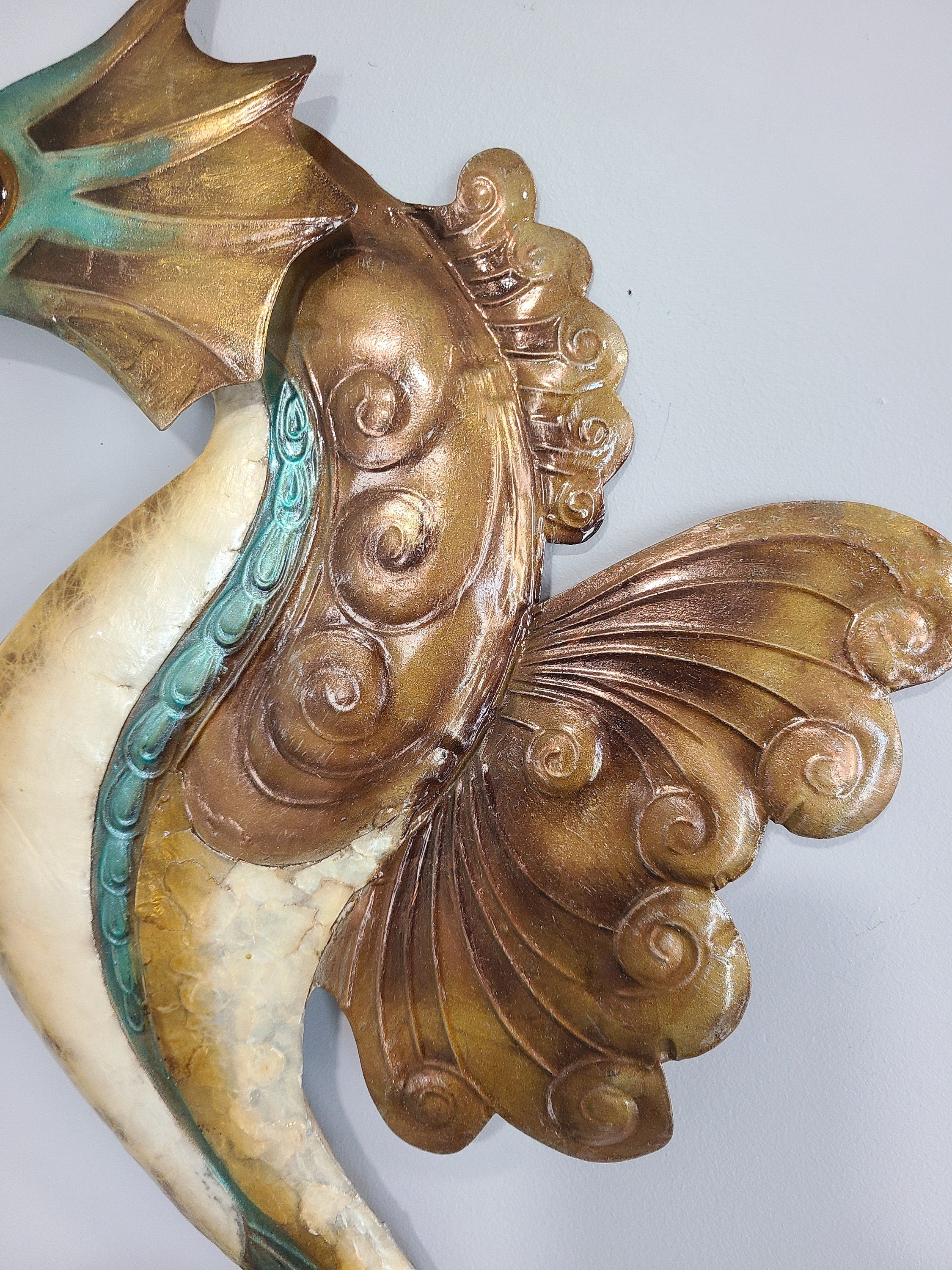 Seahorse Tropical Metal Home Decor Made Unique With Capiz Shells For Ocean Beach Lovers Wall Art Coastal Wall Decor Nautical Beach theme