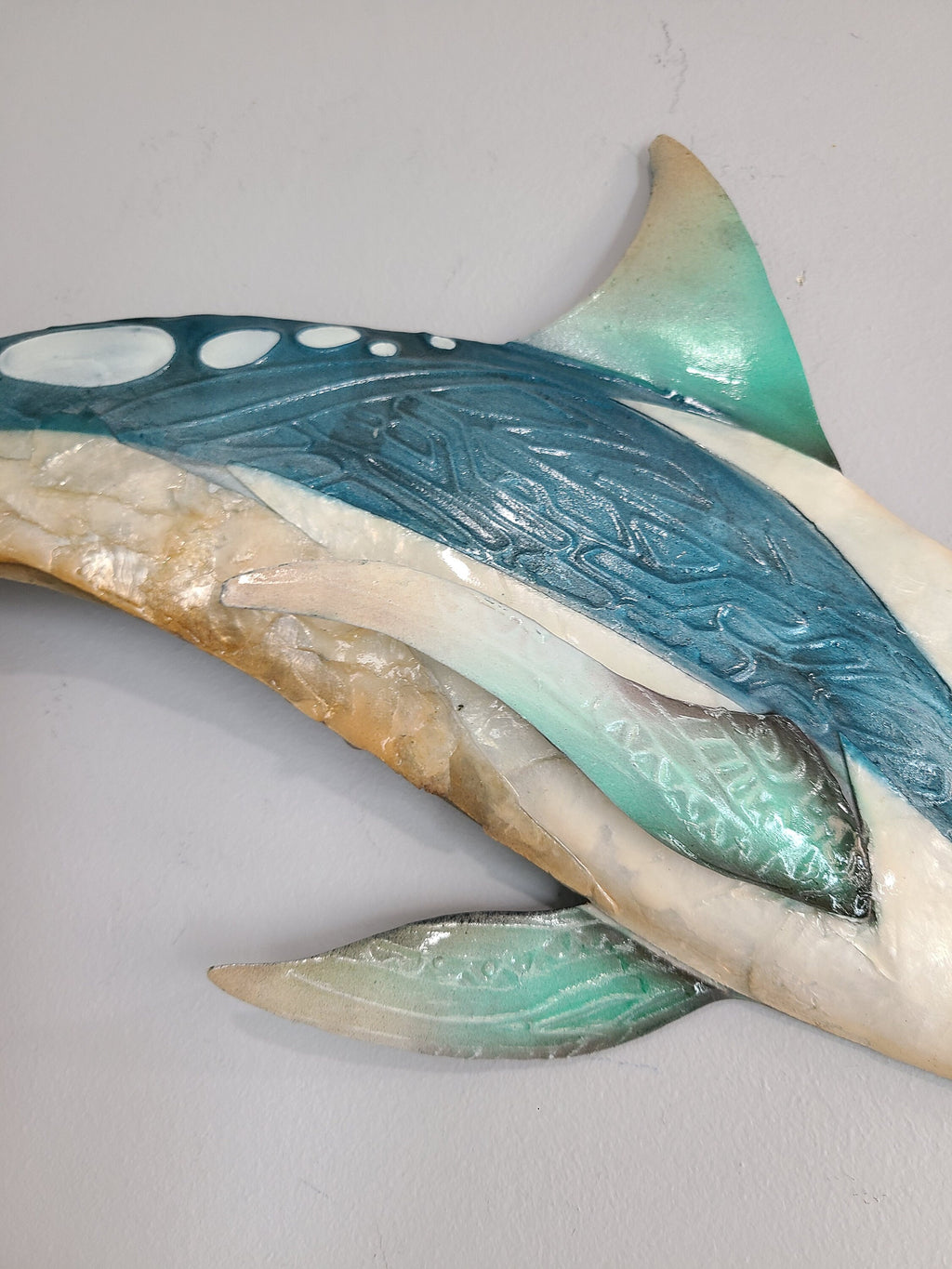 Dolphin Metal Wall Art Nautical Home Decor Marine Life Made Unique With Capiz Shells For A Beautiful Beach Tropical And Coastal Wall Decor