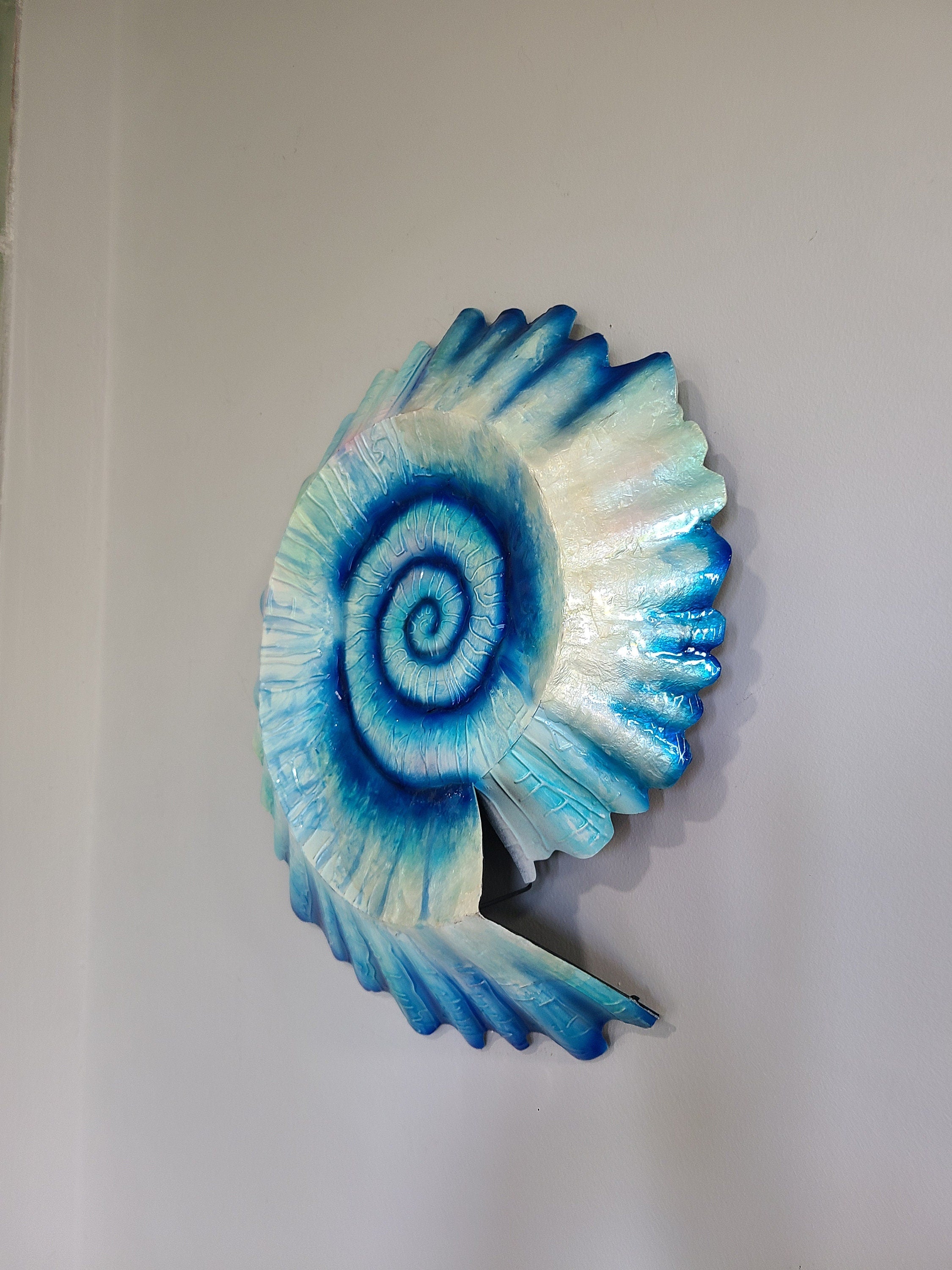 Nautilus Shell Tropical Metal Decor Made Unique With Capiz Shells Beautiful Beach House Wall Decor Marine Life Ocean Beach Theme Wall Decor