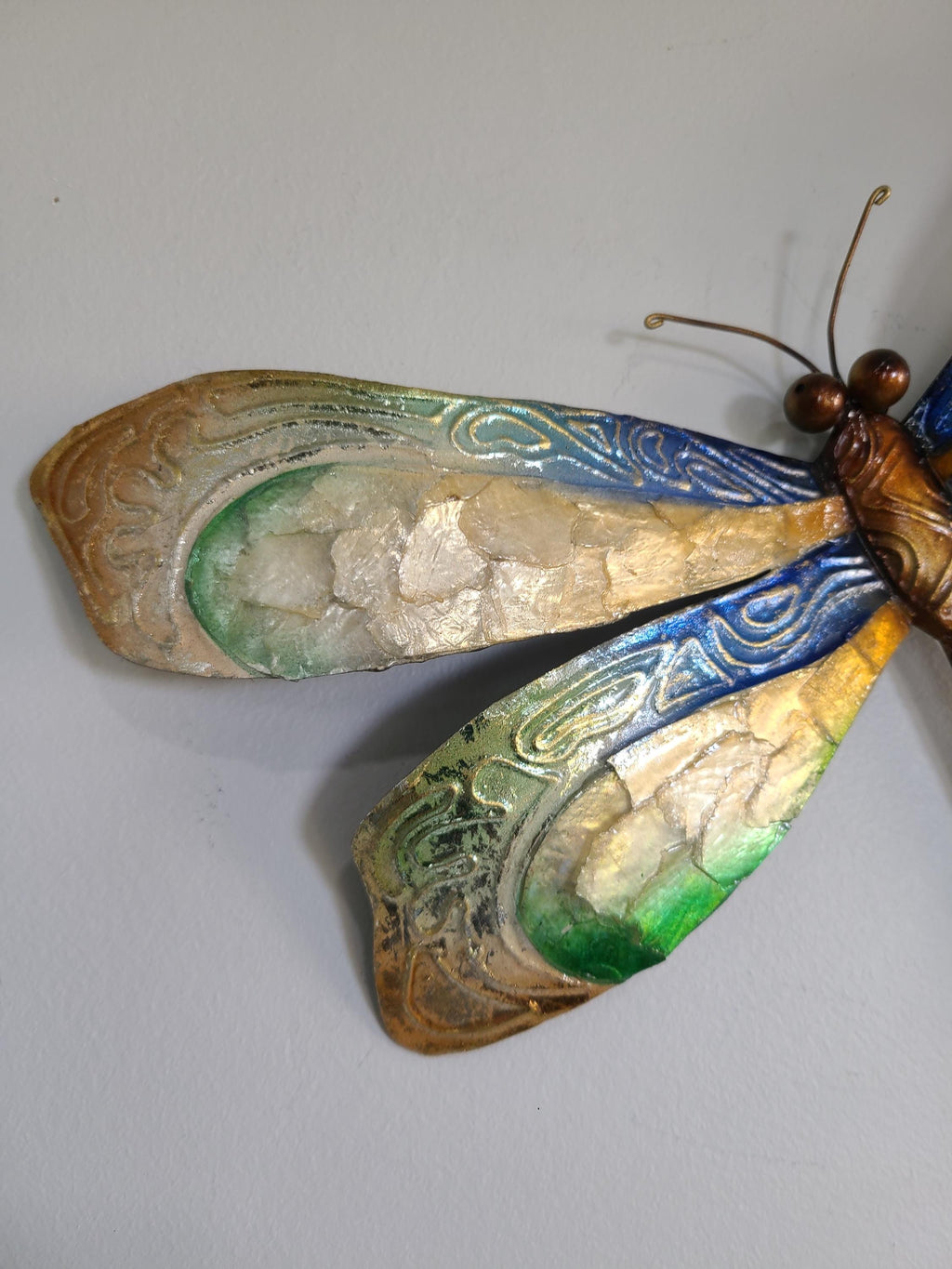 Dragonfly Tropical Metal Wall Decor Made Unique With Capiz Shells Dragonflies Nature Inspired Home Garden Patio Decor Bathroom wall Decor