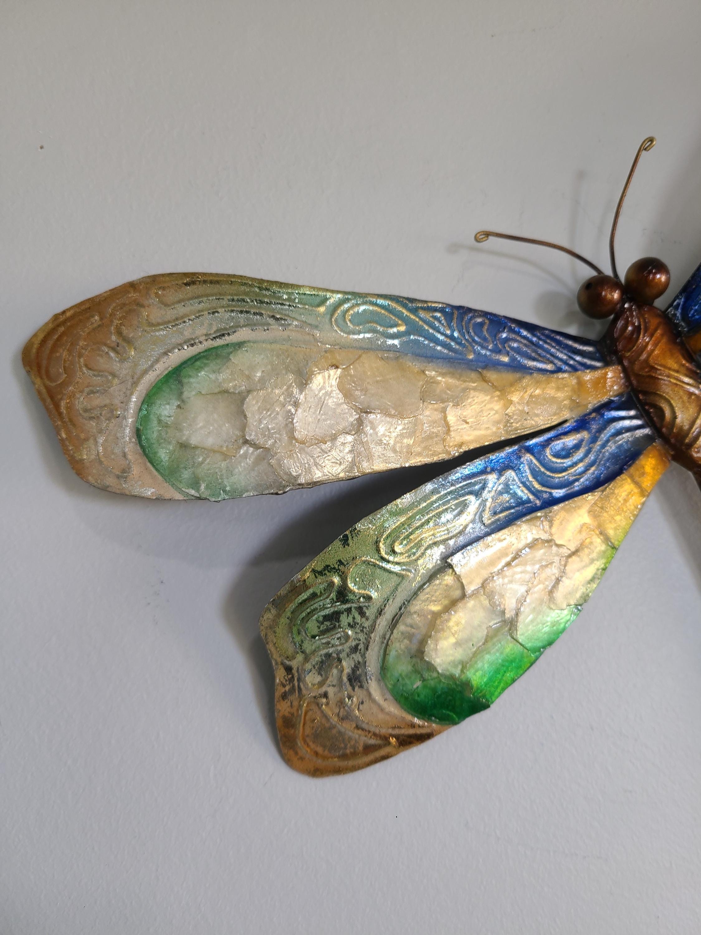 Dragonfly Tropical Metal Wall Decor Made Unique With Capiz Shells Dragonflies Nature Inspired Home Garden Patio Decor Bathroom wall Decor