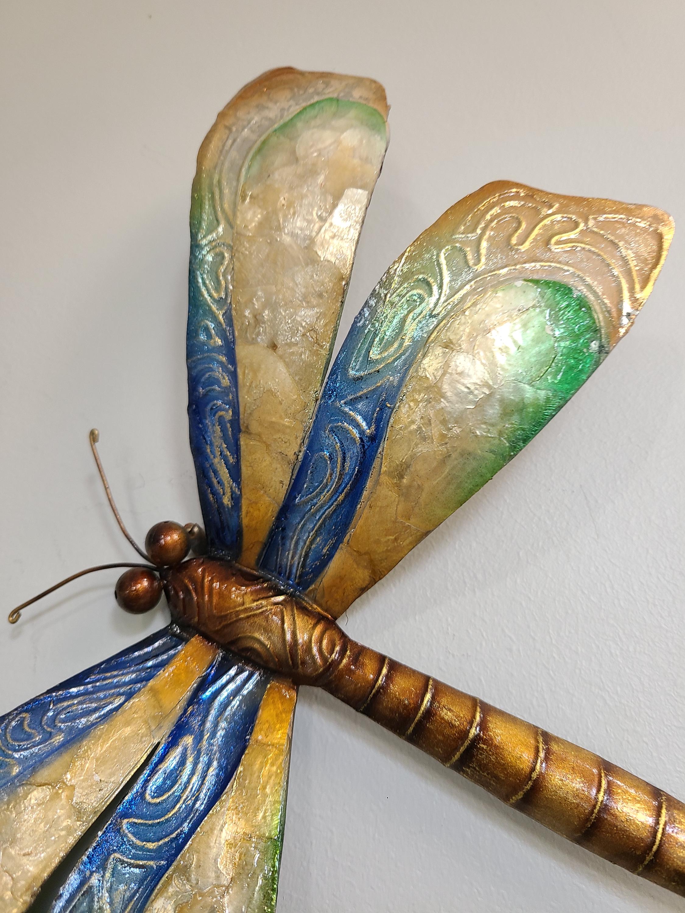 Dragonfly Tropical Metal Wall Decor Made Unique With Capiz Shells Dragonflies Nature Inspired Home Garden Patio Decor Bathroom wall Decor
