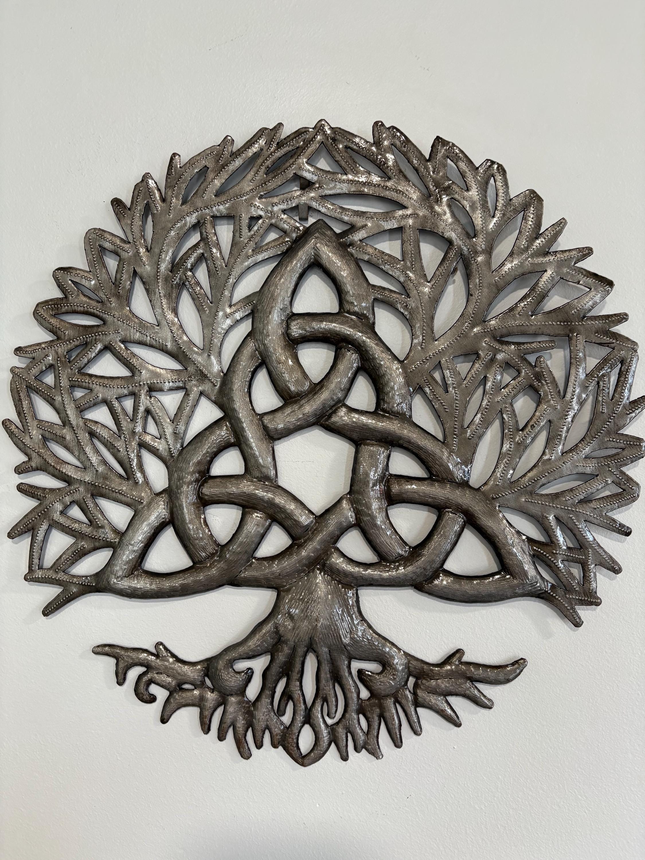 Mystical Tree Of Life Made Out Of Steel Drums Celtic Knot Symbol Of Connection Haitian Metal Wall Art Spiritual Symbol Chakra Healing Energy