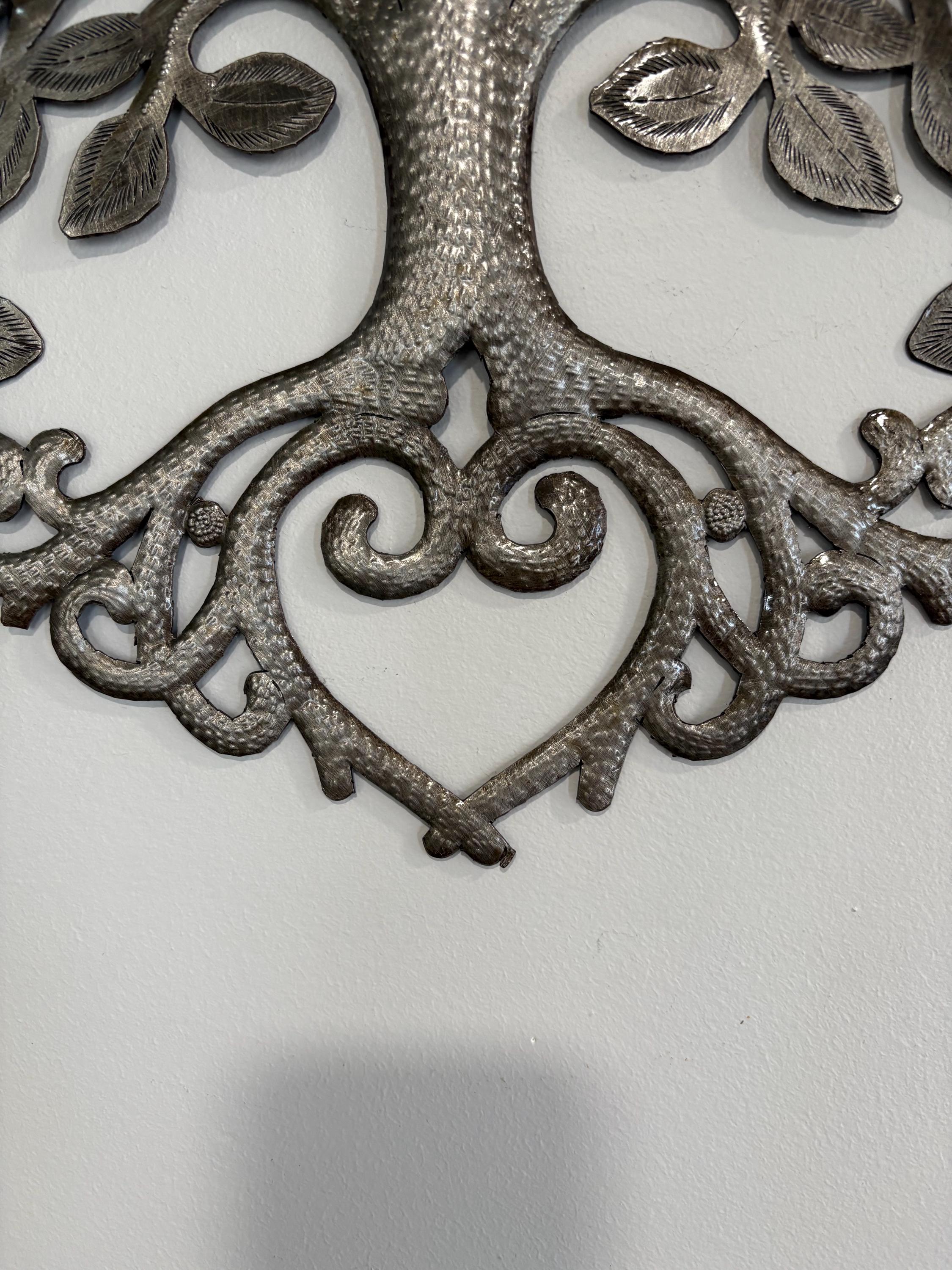 Mystical Tree Of Life Made Out Of Steel Drums Heart Shape Tree Of Love Haitian Metal Wall Art Spiritual Symbol Heart Chakra Healing Energy