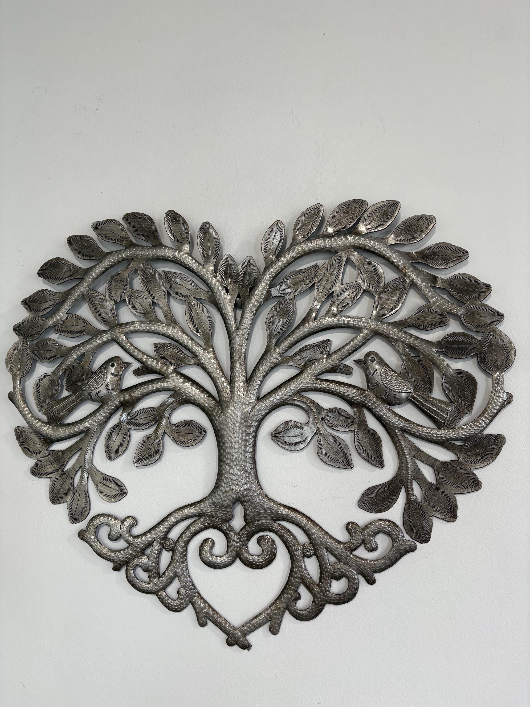 Mystical Tree Of Life Made Out Of Steel Drums Heart Shape Tree Of Love Haitian Metal Wall Art Spiritual Symbol Heart Chakra Healing Energy