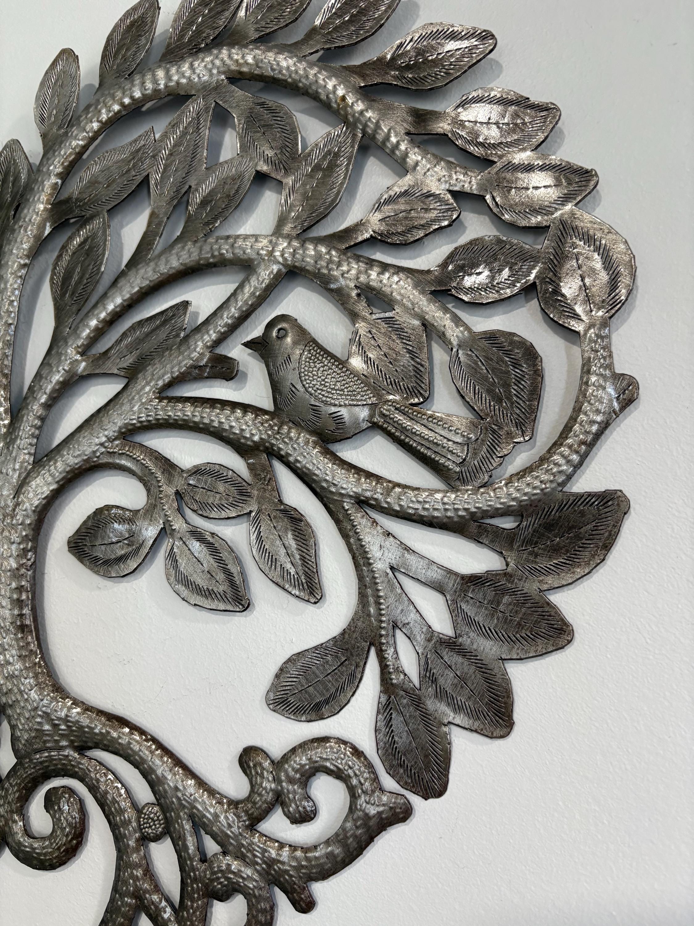 Mystical Tree Of Life Made Out Of Steel Drums Heart Shape Tree Of Love Haitian Metal Wall Art Spiritual Symbol Heart Chakra Healing Energy