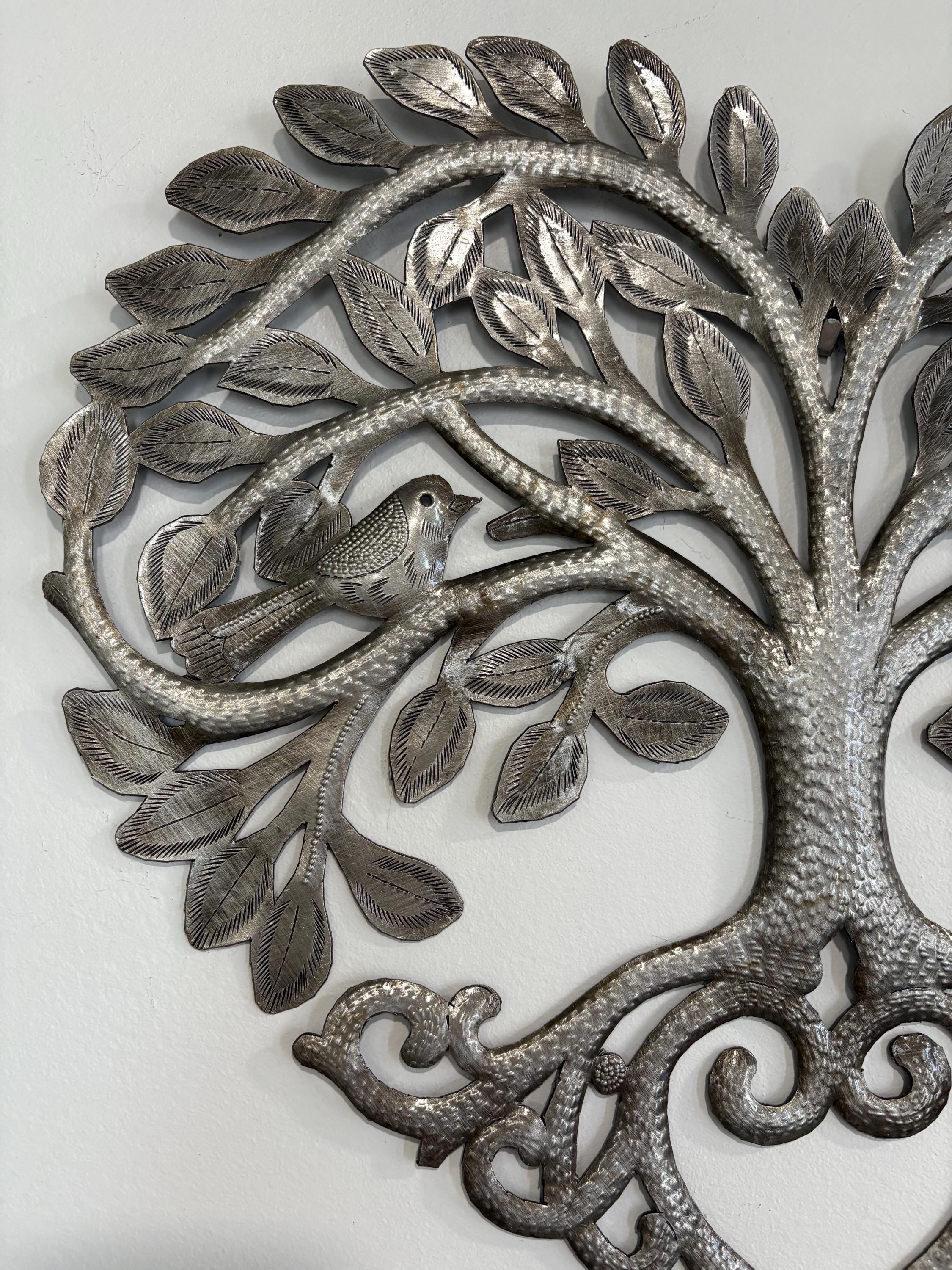 Mystical Tree Of Life Made Out Of Steel Drums Heart Shape Tree Of Love Haitian Metal Wall Art Spiritual Symbol Heart Chakra Healing Energy