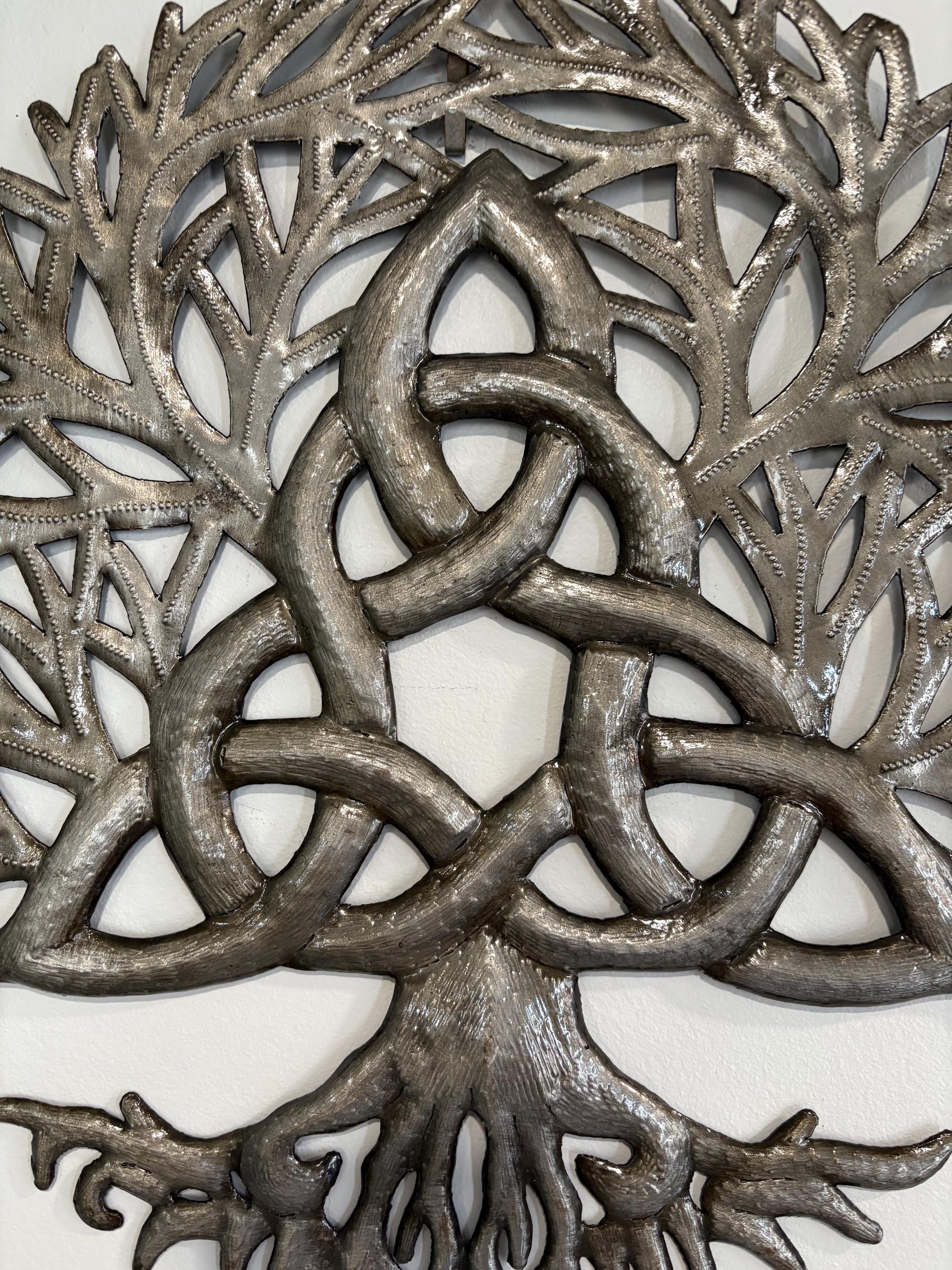 Mystical Tree Of Life Made Out Of Steel Drums Celtic Knot Symbol Of Connection Haitian Metal Wall Art Spiritual Symbol Chakra Healing Energy