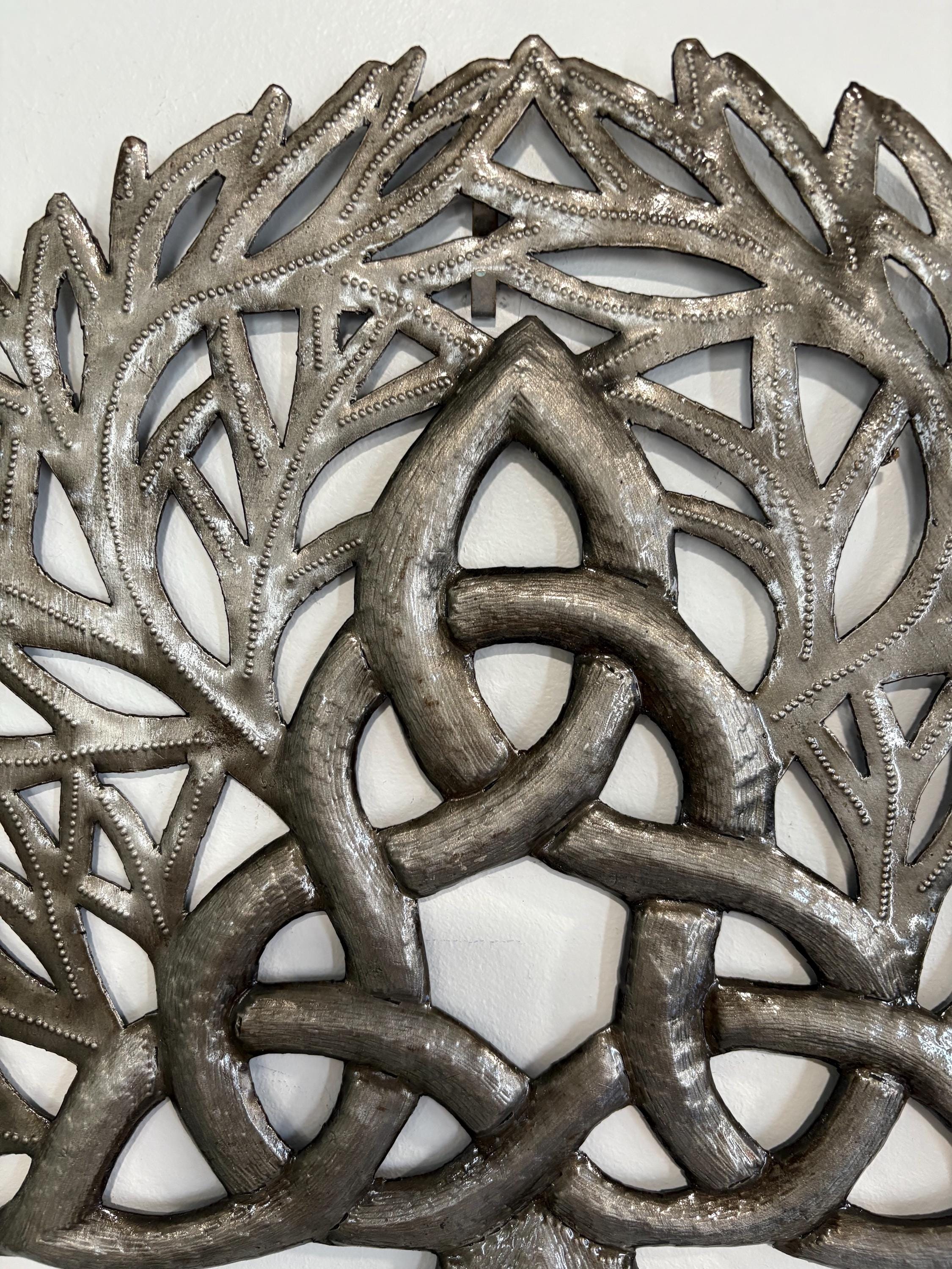 Mystical Tree Of Life Made Out Of Steel Drums Celtic Knot Symbol Of Connection Haitian Metal Wall Art Spiritual Symbol Chakra Healing Energy
