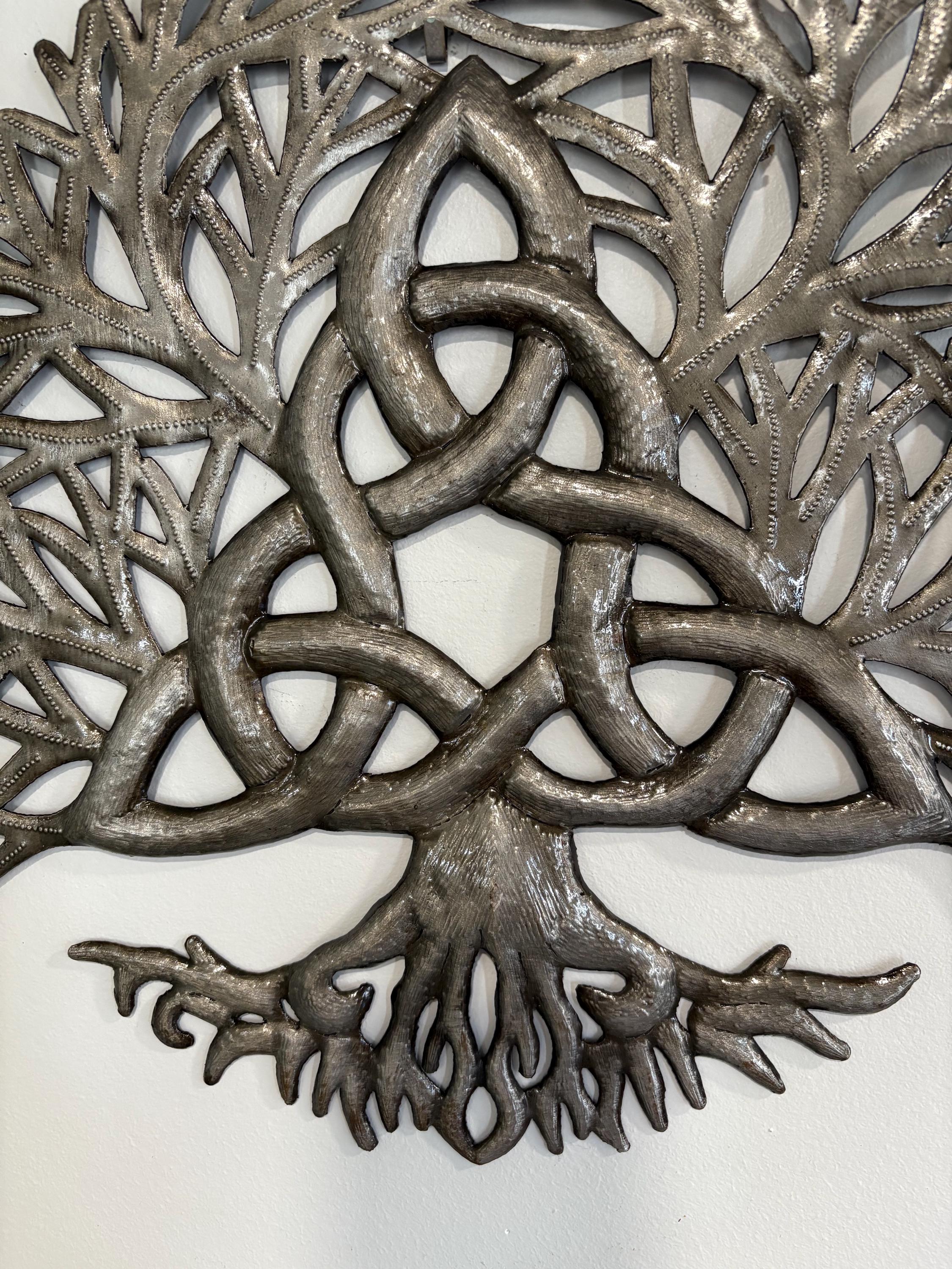 Mystical Tree Of Life Made Out Of Steel Drums Celtic Knot Symbol Of Connection Haitian Metal Wall Art Spiritual Symbol Chakra Healing Energy