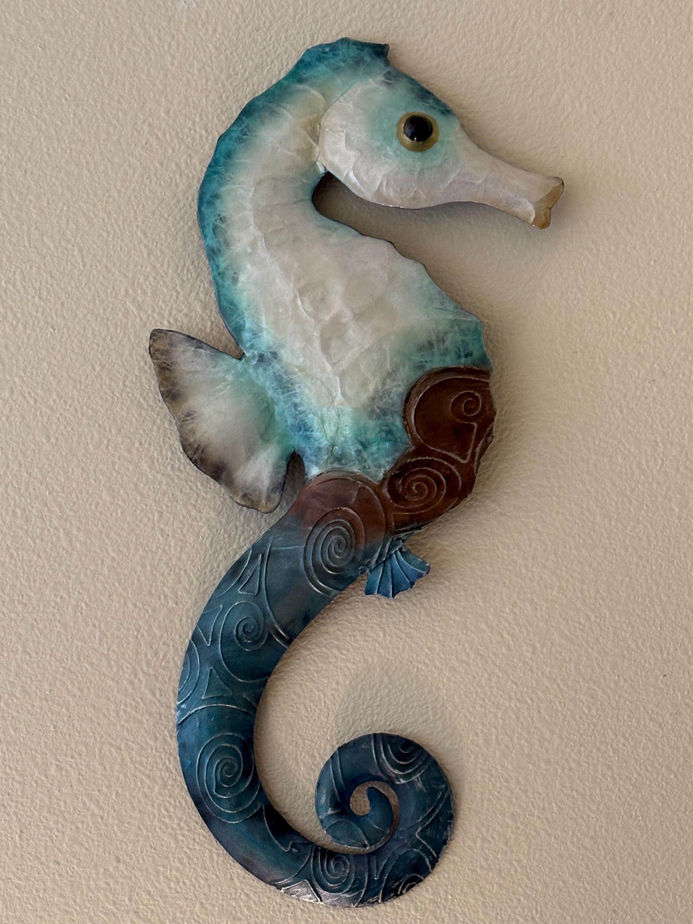 Seahorse Metal Wall Decor Tropical Beach Theme With A Coastal Charm Made Unique with Capiz Shells Beach House Ocean theme Marine Life Decor