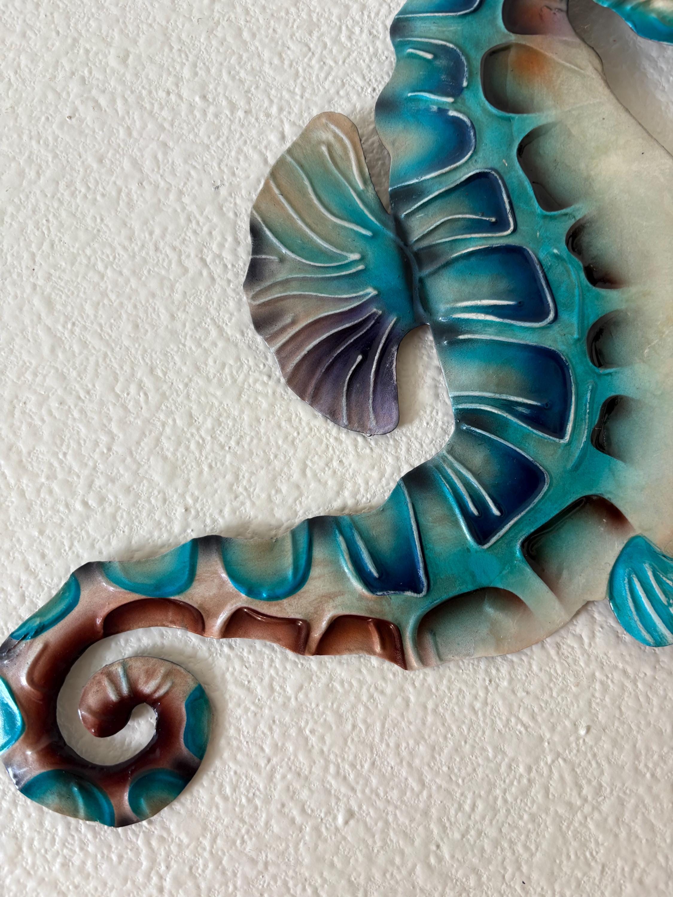Seahorse Metal Wall Decor Tropical Beach Theme With A Coastal Charm Made Unique with Capiz Shells Beach House Ocean theme Marine Life Decor