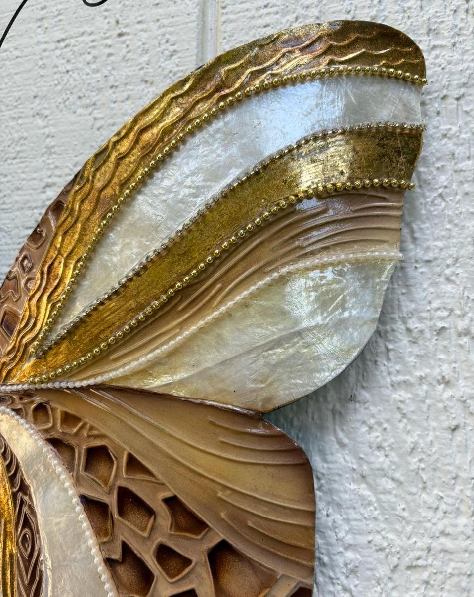 Butterfly Tropical Metal Wall Decor Made Unique With Capiz Shells Butterflies Beauty Of Transformation Natures Angels Patio Garden Decor