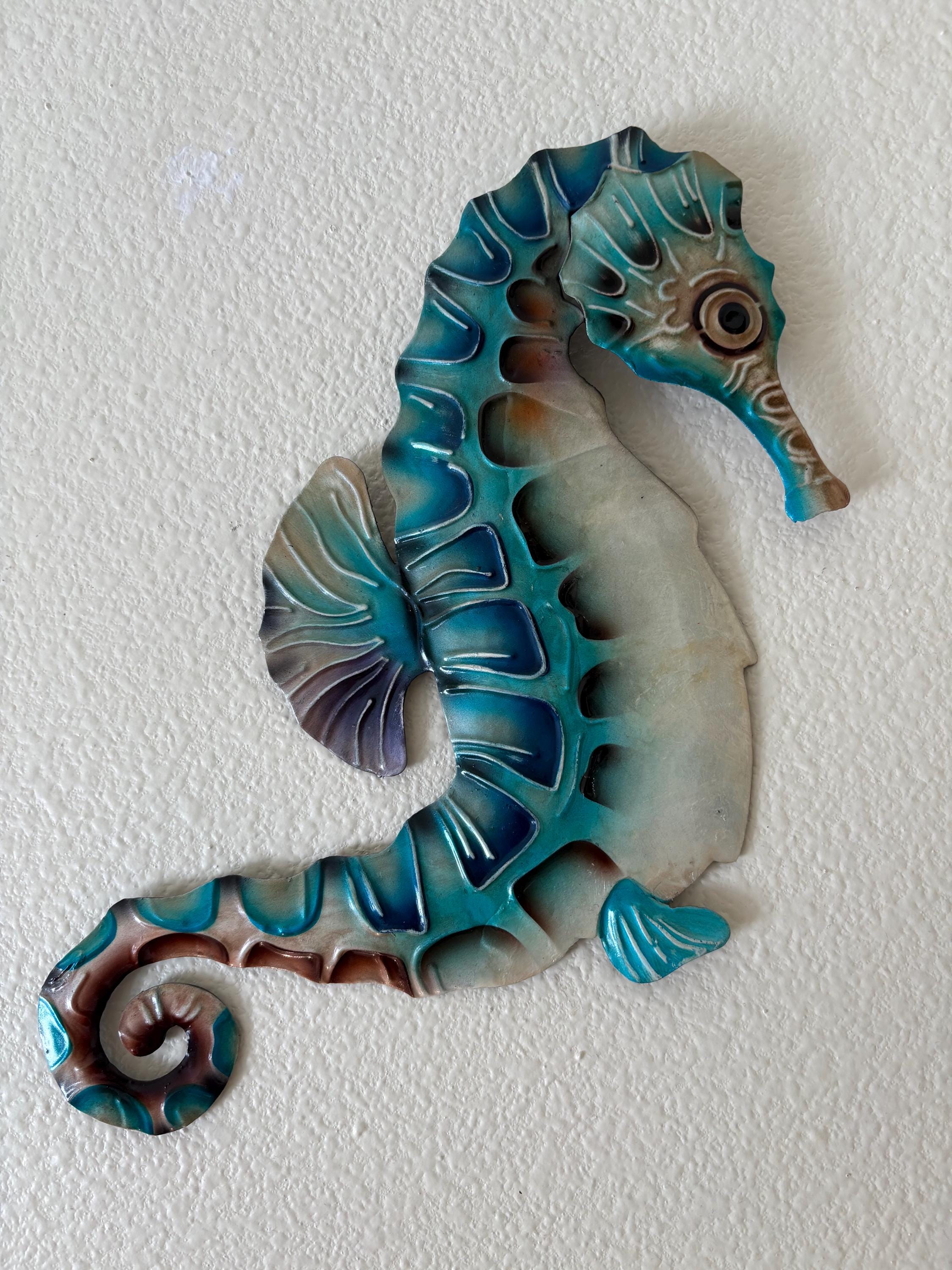 Seahorse Metal Wall Decor Tropical Beach Theme With A Coastal Charm Made Unique with Capiz Shells Beach House Ocean theme Marine Life Decor