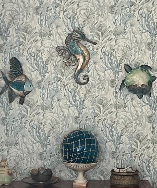 Tropical Metal Wall Art Uniquely Made With Capiz Shells Patio Beach Decor Ocean Themed Bathroom Coastal Ocean Wall Art Tropical Home Decor