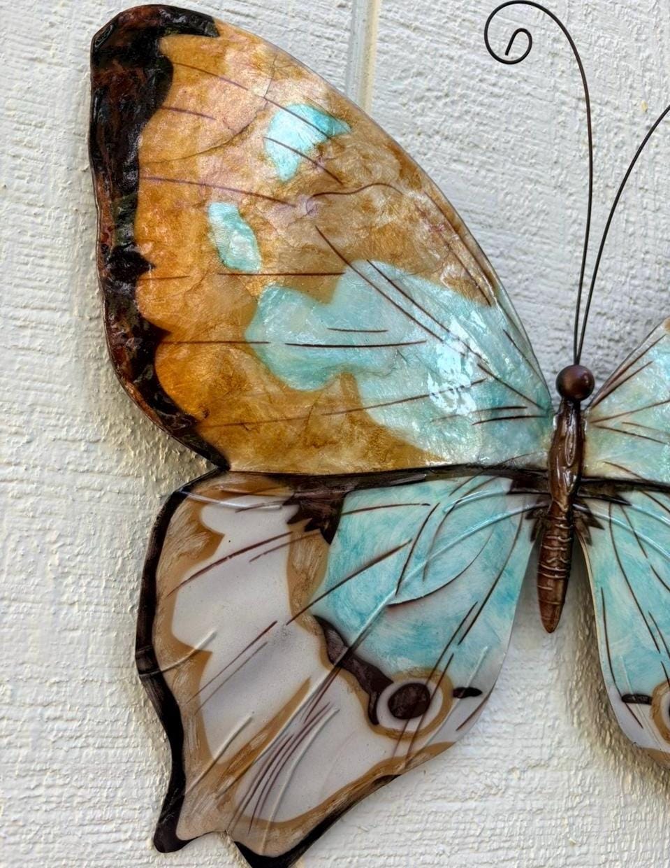 Butterfly Tropical Metal Wall Decor Made Unique With Capiz Shells Butterflies Beauty Of Transformation Natures Angels Patio Garden Decor