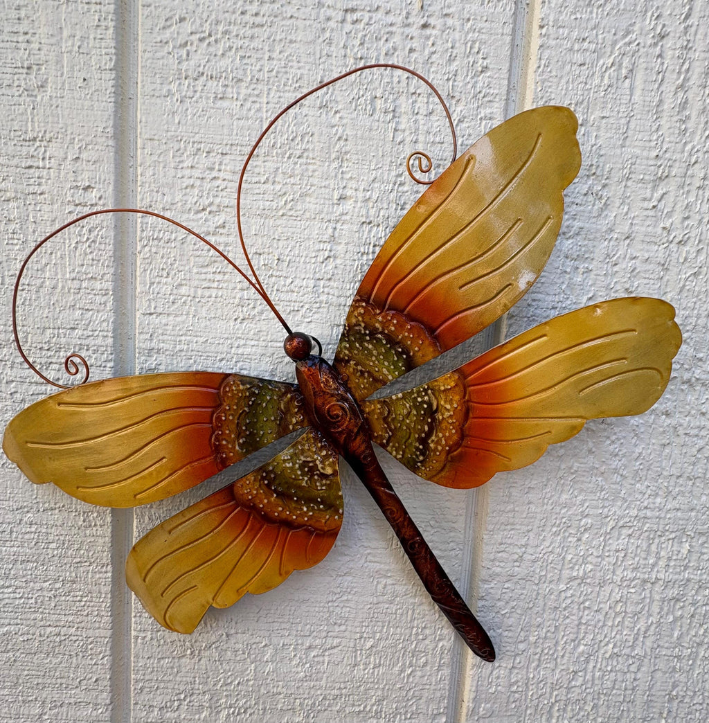 Dragonfly Metal Wall Art Made Unique With Capiz Shells Tropical Home And Yard Decor Dragonflies Symbolize Transformation Of New Beginnings