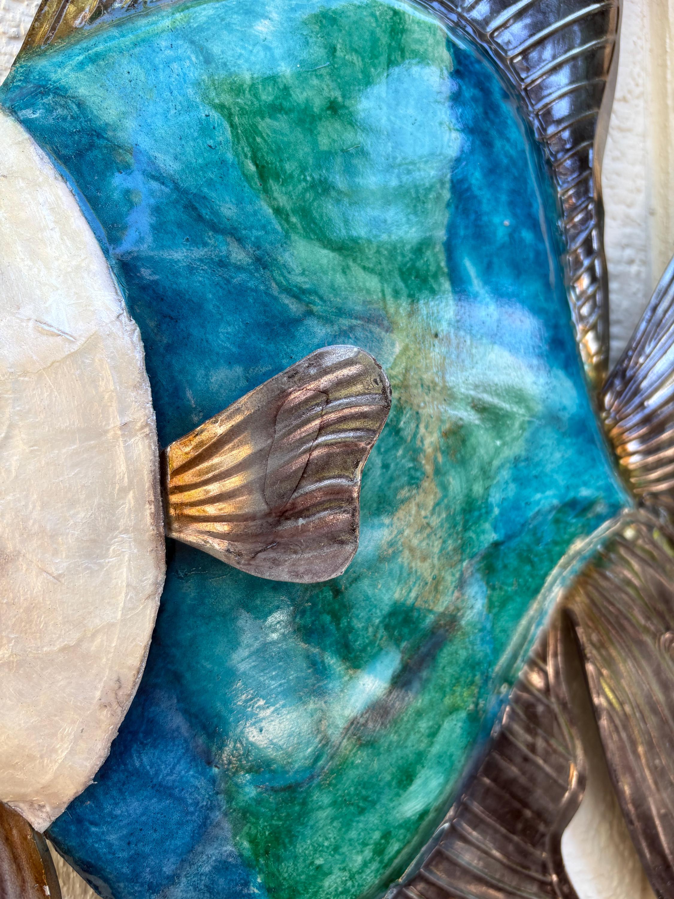 Tropical Metal Wall Art Uniquely Made With Capiz Shells Patio Beach Decor Ocean Themed Bathroom Coastal Ocean Wall Art Tropical Home Decor