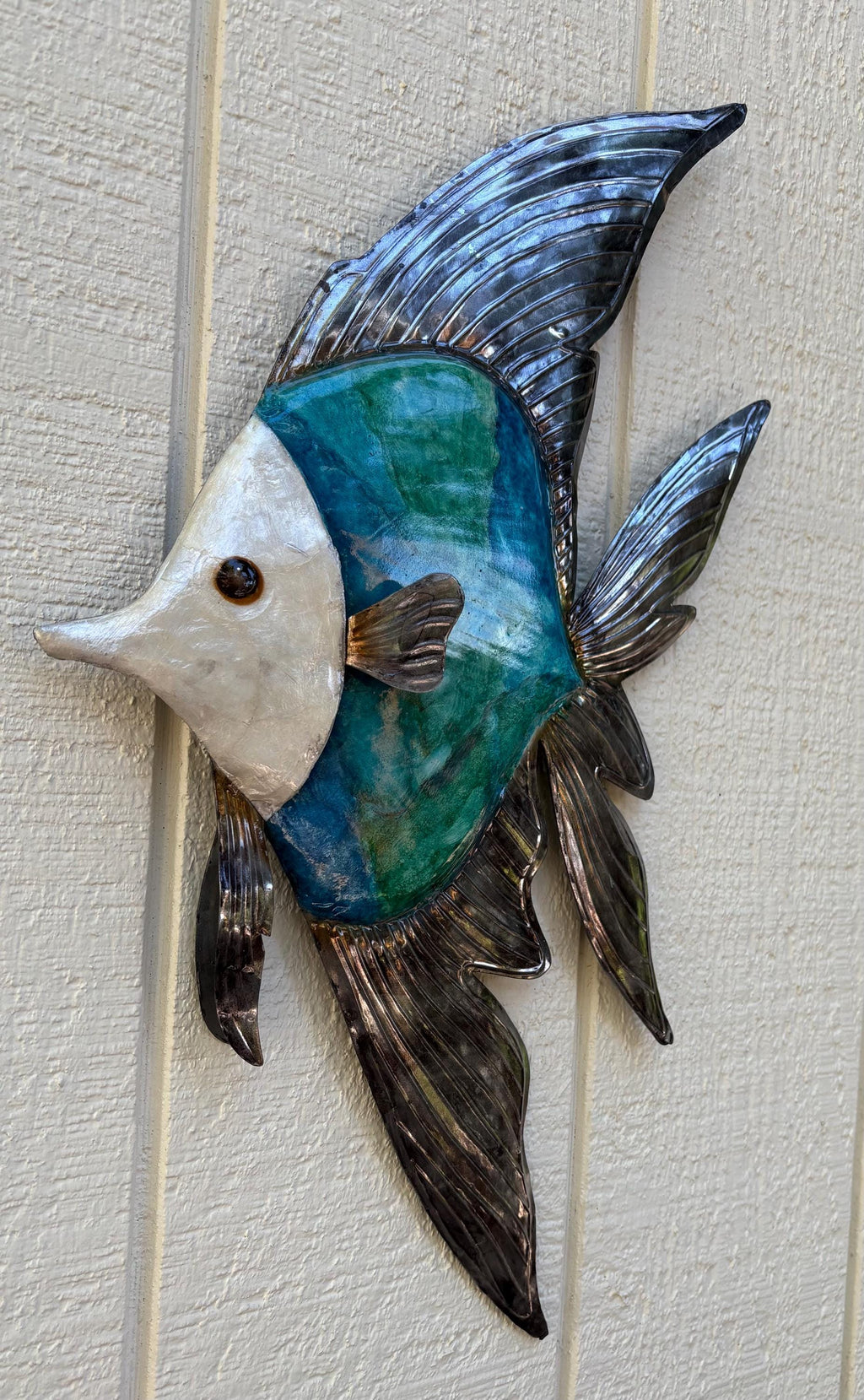 Tropical Metal Wall Art Uniquely Made With Capiz Shells Patio Beach Decor Ocean Themed Bathroom Coastal Ocean Wall Art Tropical Home Decor