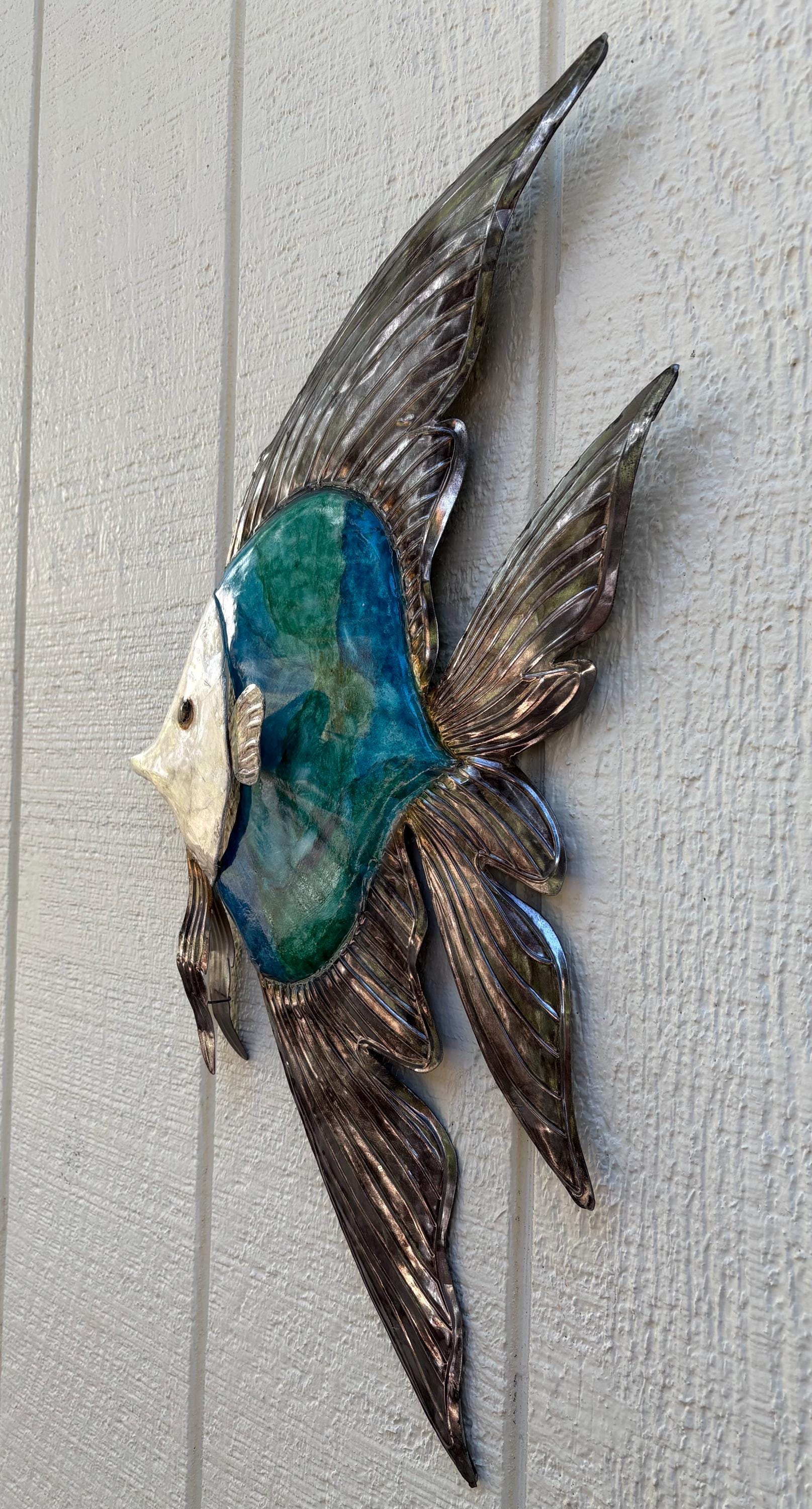 Tropical Metal Wall Art Uniquely Made With Capiz Shells Patio Beach Decor Ocean Themed Bathroom Coastal Ocean Wall Art Tropical Home Decor