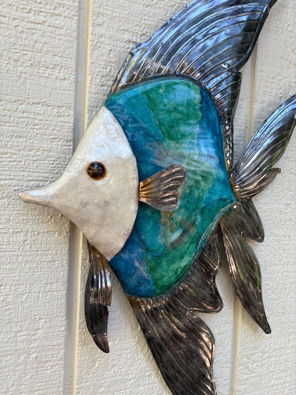 Tropical Metal Wall Art Uniquely Made With Capiz Shells Patio Beach Decor Ocean Themed Bathroom Coastal Ocean Wall Art Tropical Home Decor