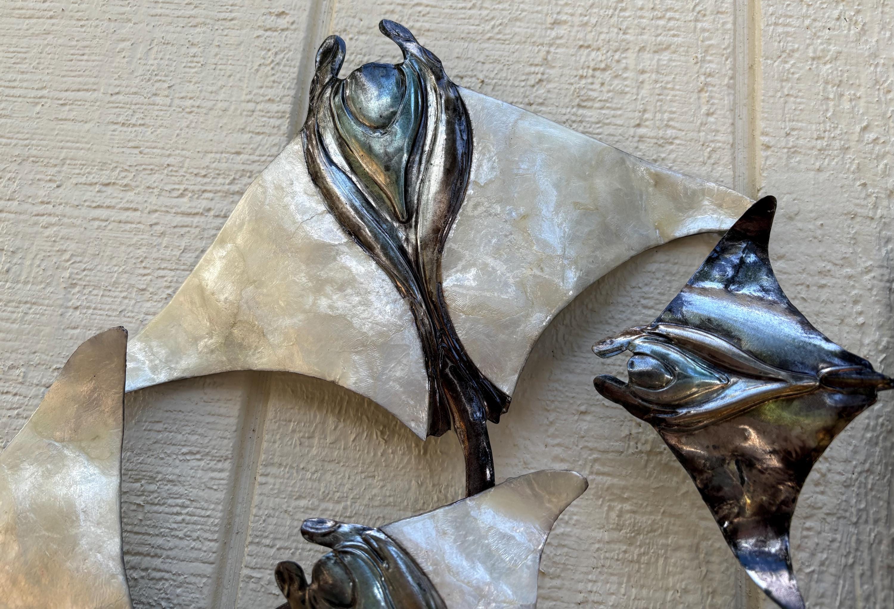 Manta Ray School Made Unique With Capiz Shells Tropical Wall Decor Beach And Coastal Home Decor Marine Life Ocean Theme Nautical Wall Art