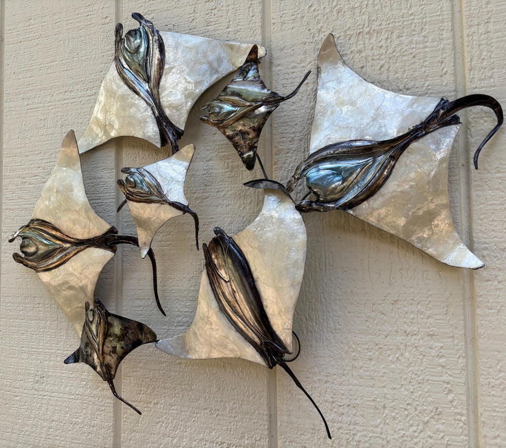 Manta Ray School Made Unique With Capiz Shells Tropical Wall Decor Beach And Coastal Home Decor Marine Life Ocean Theme Nautical Wall Art