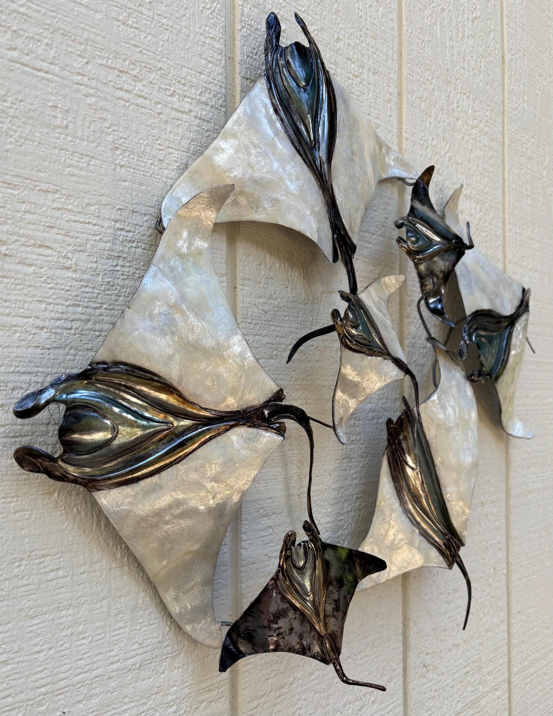Manta Ray School Made Unique With Capiz Shells Tropical Wall Decor Beach And Coastal Home Decor Marine Life Ocean Theme Nautical Wall Art