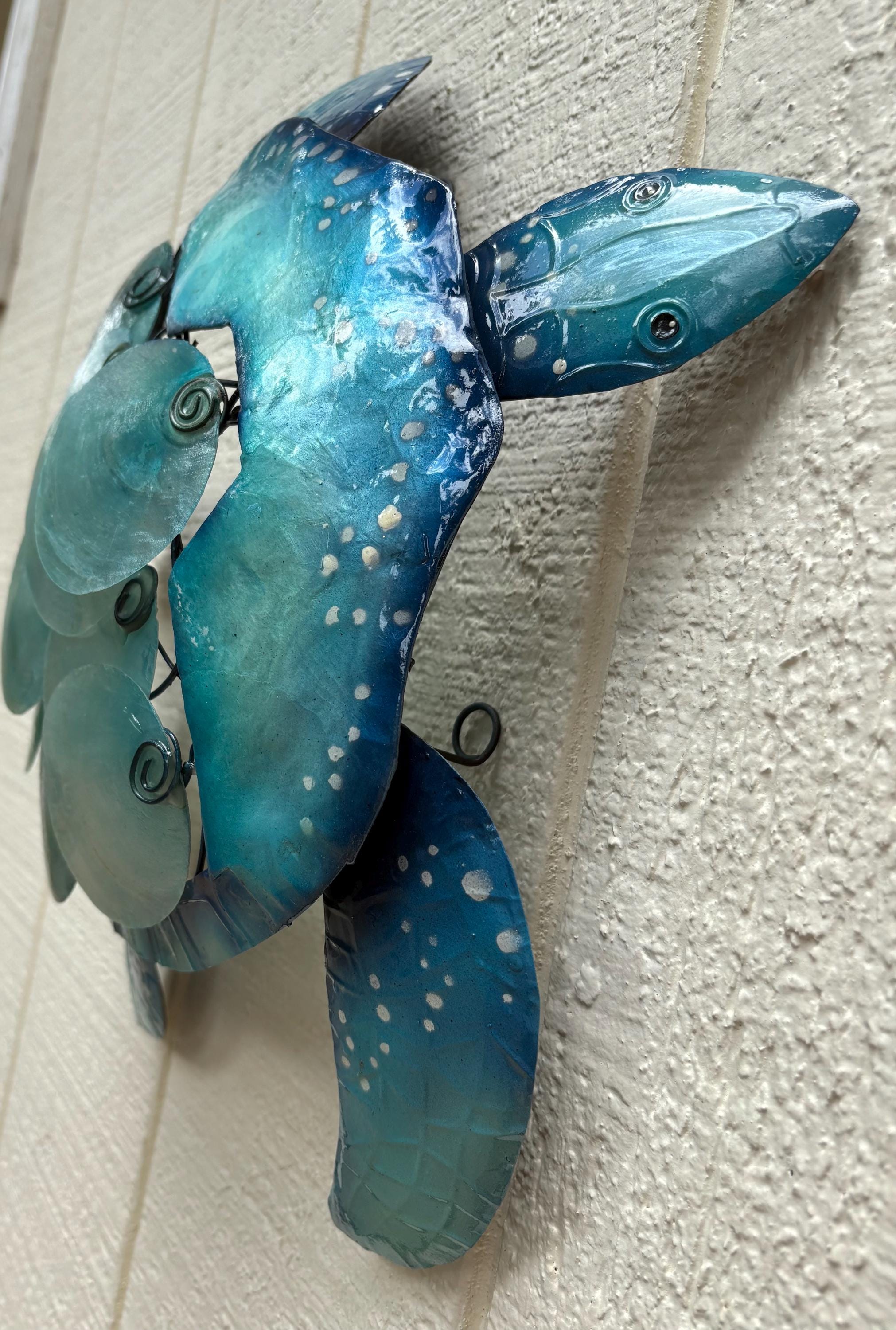 Sea Turtle Metal Wall Hanging Unique With Capiz Shells Nautical Home Decor Bathroom Ocean Theme Tropical Wall Art Beach House Nautical Decor